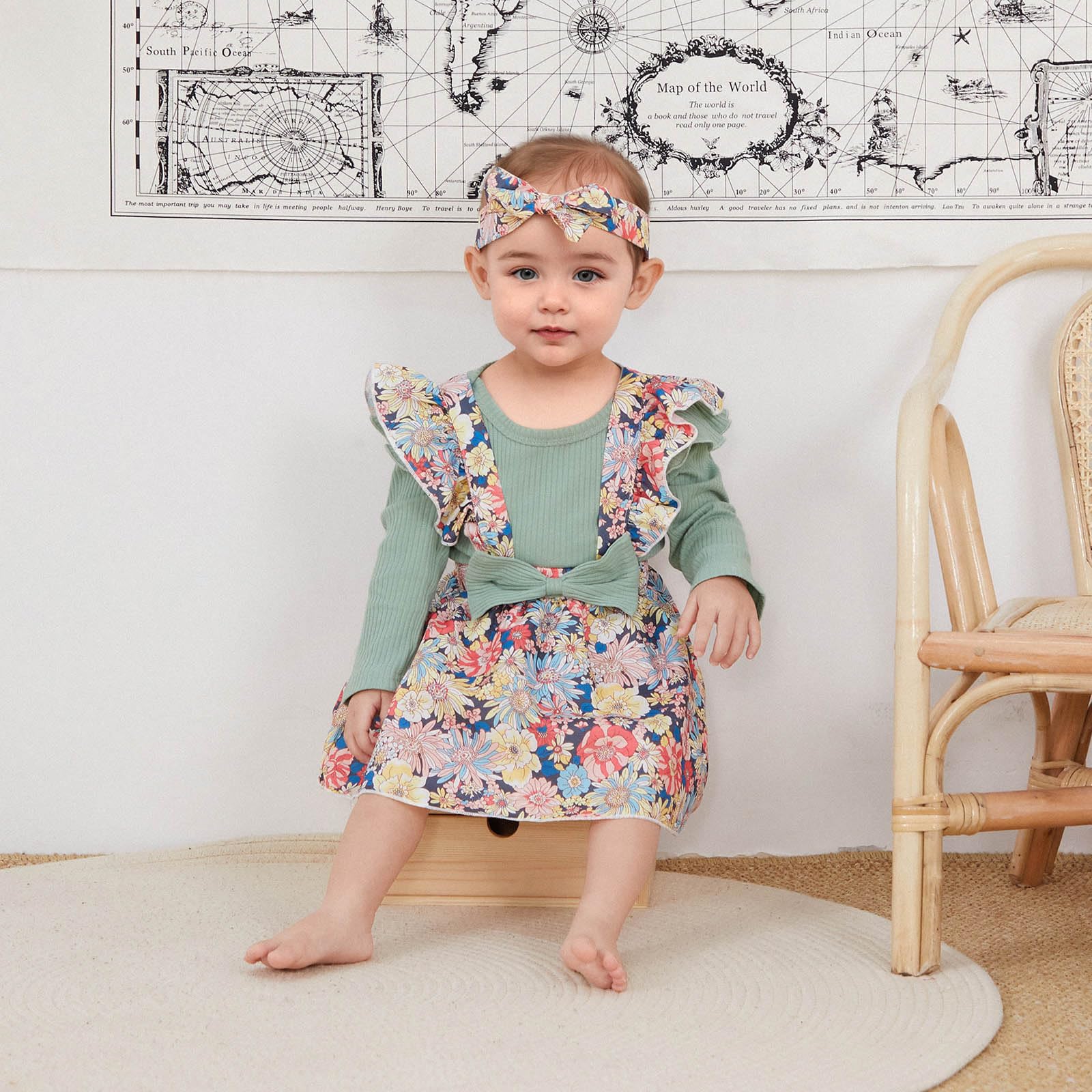 Newborn Baby Girl Outfit Set - Soft Long Sleeve Ribbed Romper + Adorable Bow Suspender Skirt + Matching Headband | Cozy Winter & Fall Infant Clothes | Perfect for Photoshoots, Holidays & Special Occasions
