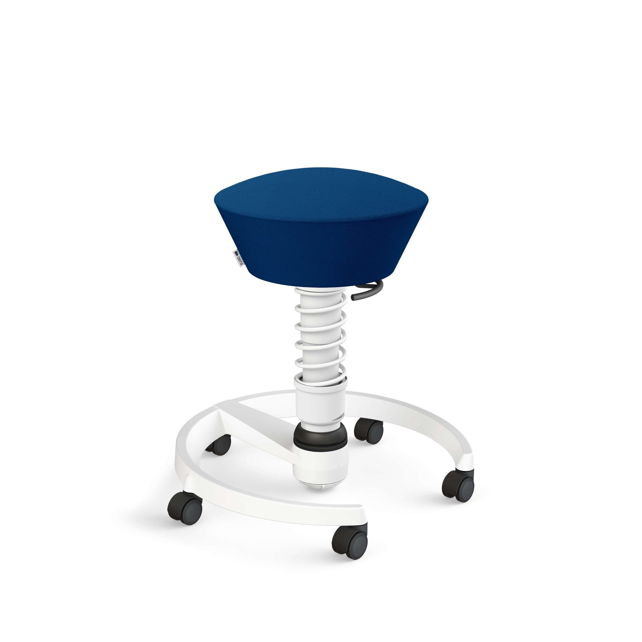 Aeris Swopper Active Sitting Stool with White Castor Wheels - Ergonomic Office Chair Alternative for Home & Workplace - Perfect for Standing Desks, Workstations and Posture Correction