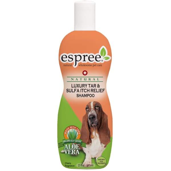 Espree Luxury Tar & Sulfa Itch Relief Shampoo for Dogs & Cats - 20oz Medicated Shampoo for Skin Allergies, Hot Spots & Dandruff - Soothes Itchy Skin & Promotes Healthy Coat - Vet Recommended Formula