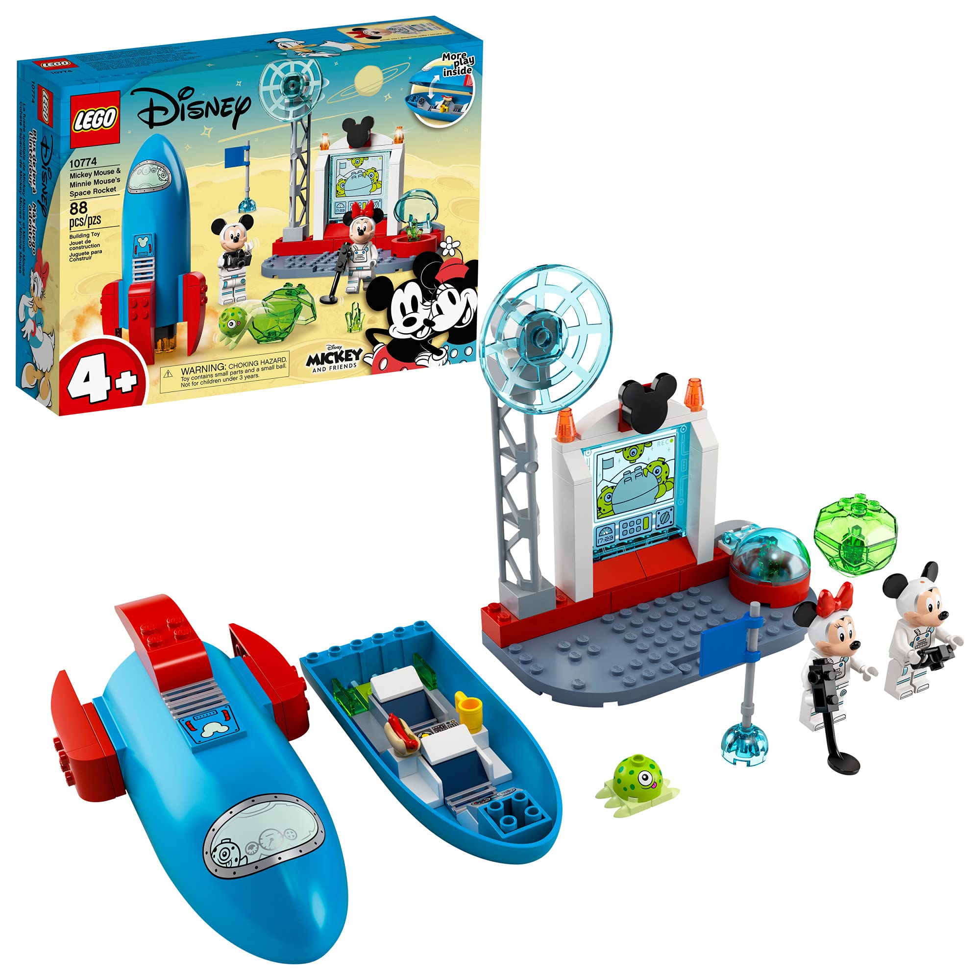 LEGO Disney Mickey and Friends Mickey Mouse & Minnie Mouse’s Space Rocket 10774 Building Kit (88 Pieces) - Creative STEM Toy for Kids Ages 4-8 | Perfect for Birthday Gifts & Space-Themed Playtime