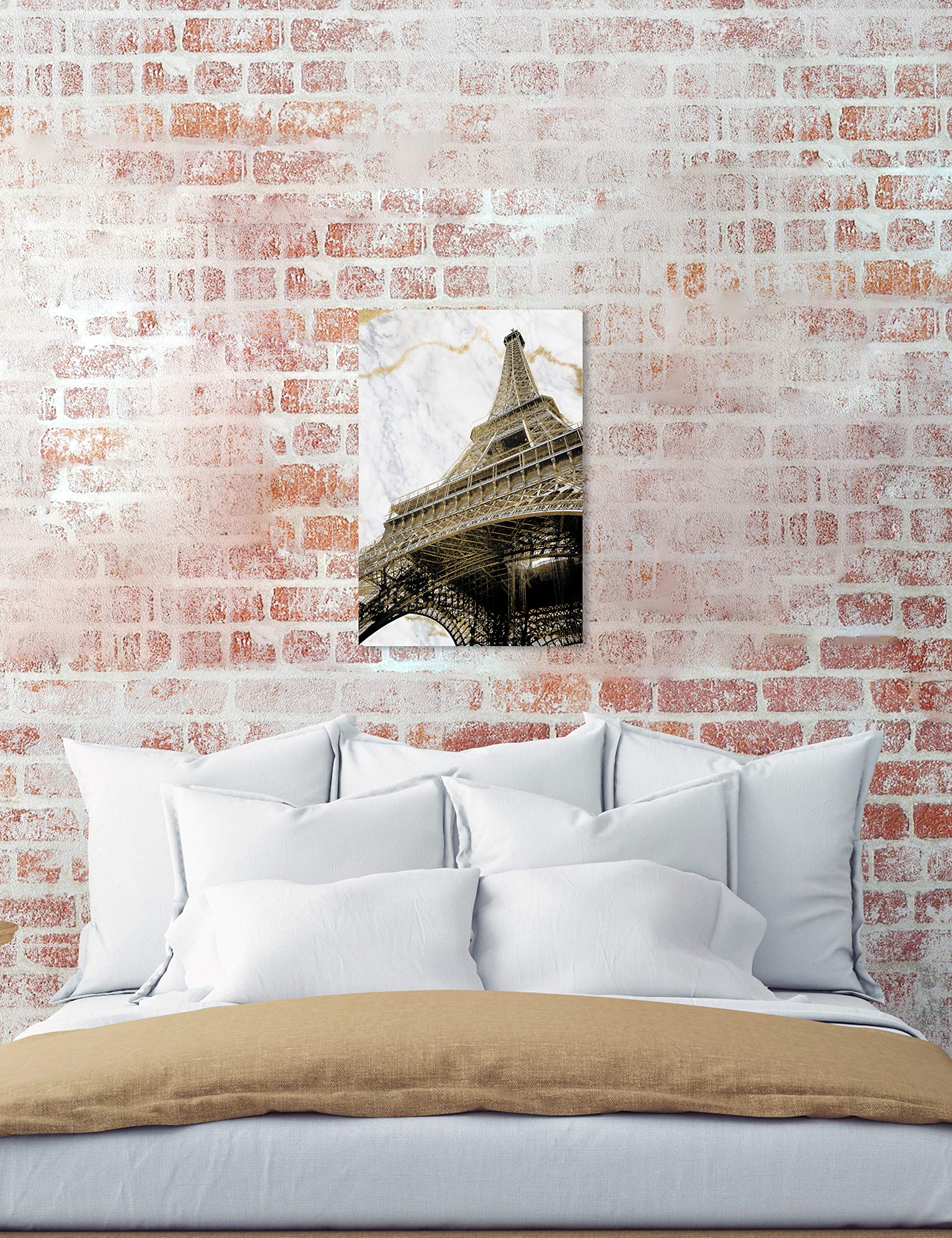 Oliver Gal Artist Co. Eiffel Marble Architecture Wall Art Canvas Print - 24x36 Inch Gold & White Home Decor - Perfect for Living Room, Bedroom & Office Wall Decoration