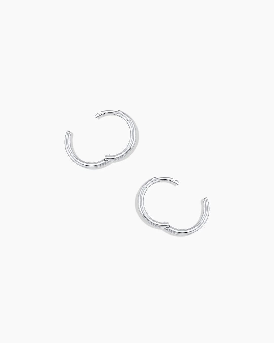 14K White Gold Classic Huggie Hoop Earrings for Women - Minimalist Everyday Jewelry for Work, Date & Special Occasions