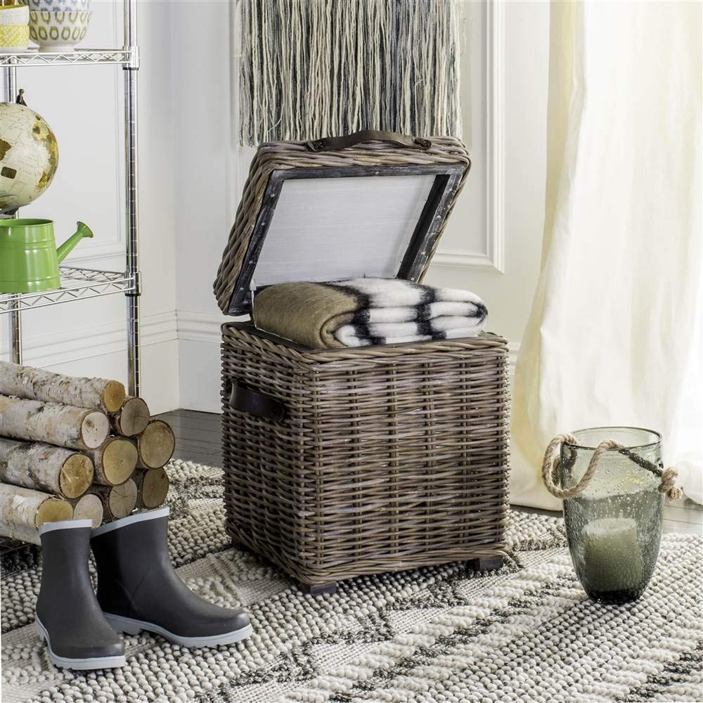 Safavieh Home Collection Merlie White Rattan Storage Trunk - Stylish Woven Storage for Bedroom, Living Room & Home Decor