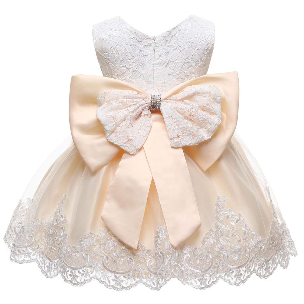 Christening Lace Flower Baby Girl Dress - Princess Formal Prom Tutu Ball Gown for Baptism, First Communion & Special Occasions