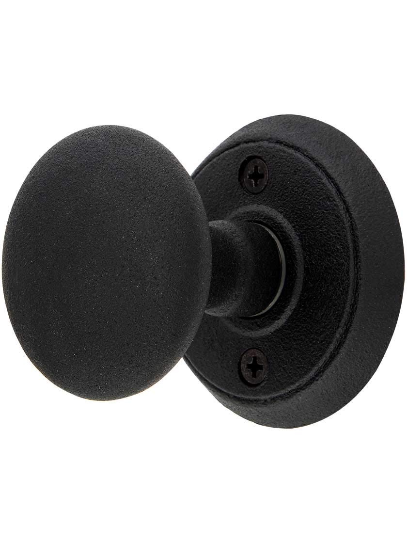 Matte Black Wrought Steel Type 2 Rosettes Door Set with Jamestown Knobs - Double Dummy Interior Door Hardware for Bedroom, Closet & Office Doors