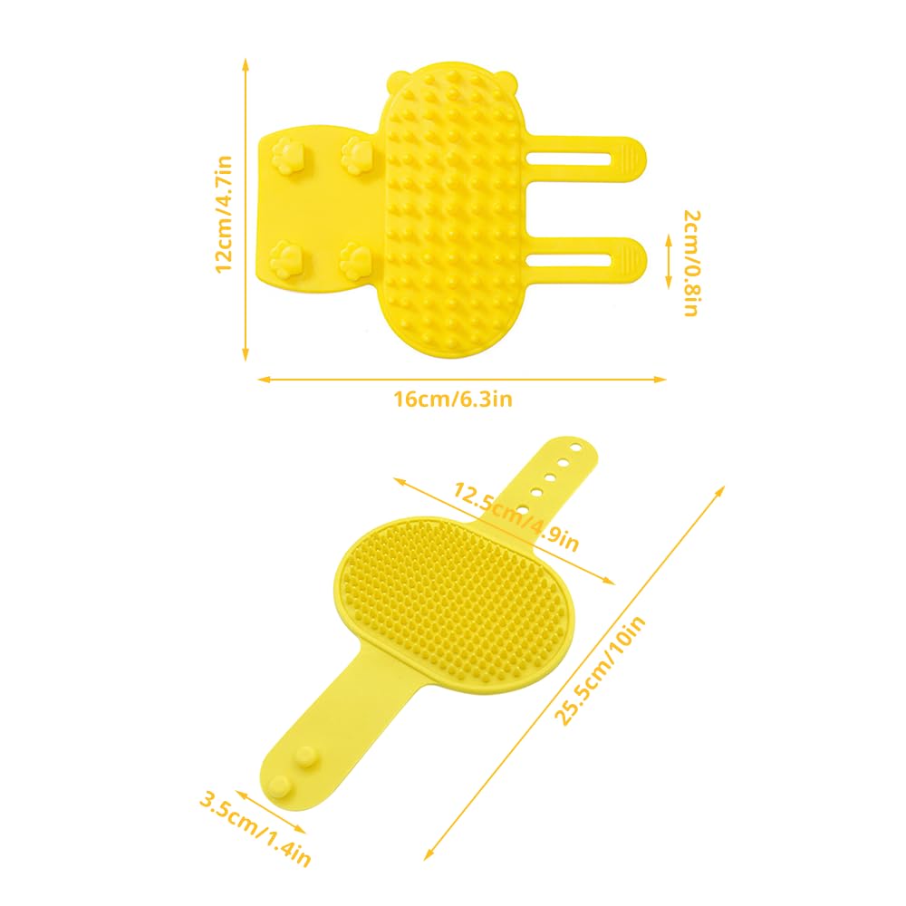 4 PCS Self-Grooming Cat Brush Set - Soft Silicone Cat Face Scratcher & Massager for Indoor Cats - Pet Grooming Supplies for Scratching, Relaxation & Play - Perfect for Corners, Floors & Cat Trees (Green & Yellow)