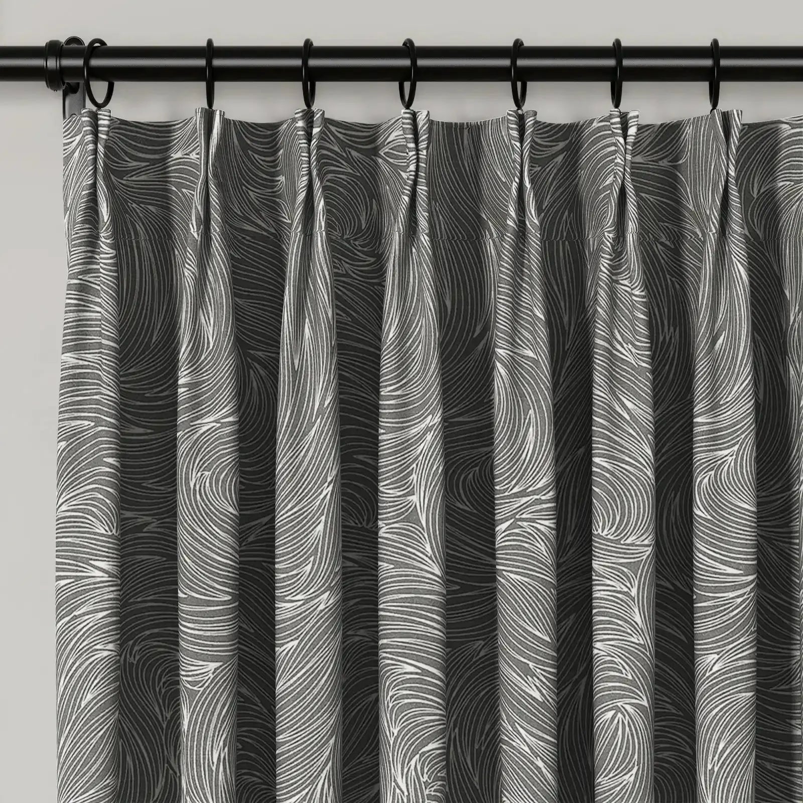 Bohemian Botanical Pleated Drapery Curtains - 52 Inch Width - Elegant Boho Home Decor for Living Room & Bedroom
