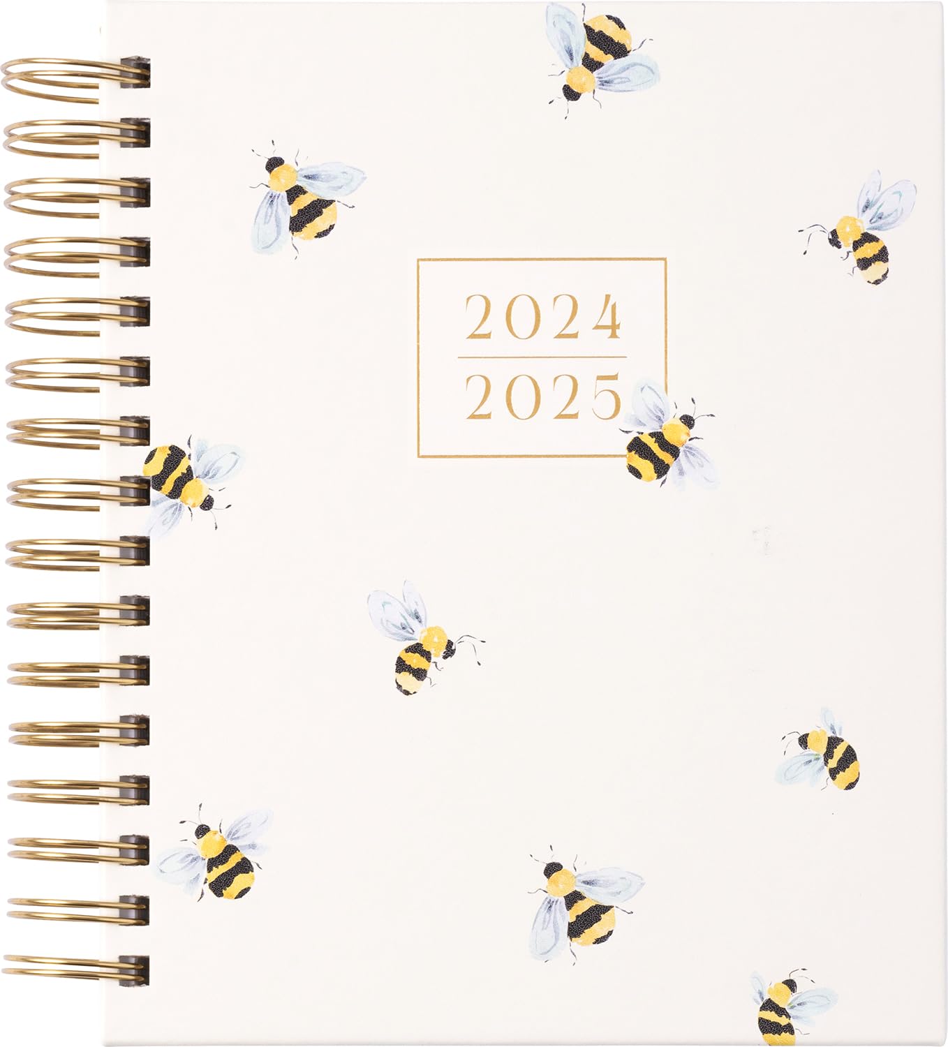 Eccolo Spiral Agenda Planner 2024-2025 - 18 Month Weekly & Monthly Planner with Stickers, Color Graphics & Inspirational Quotes | Bumble Bee Design | 7.75