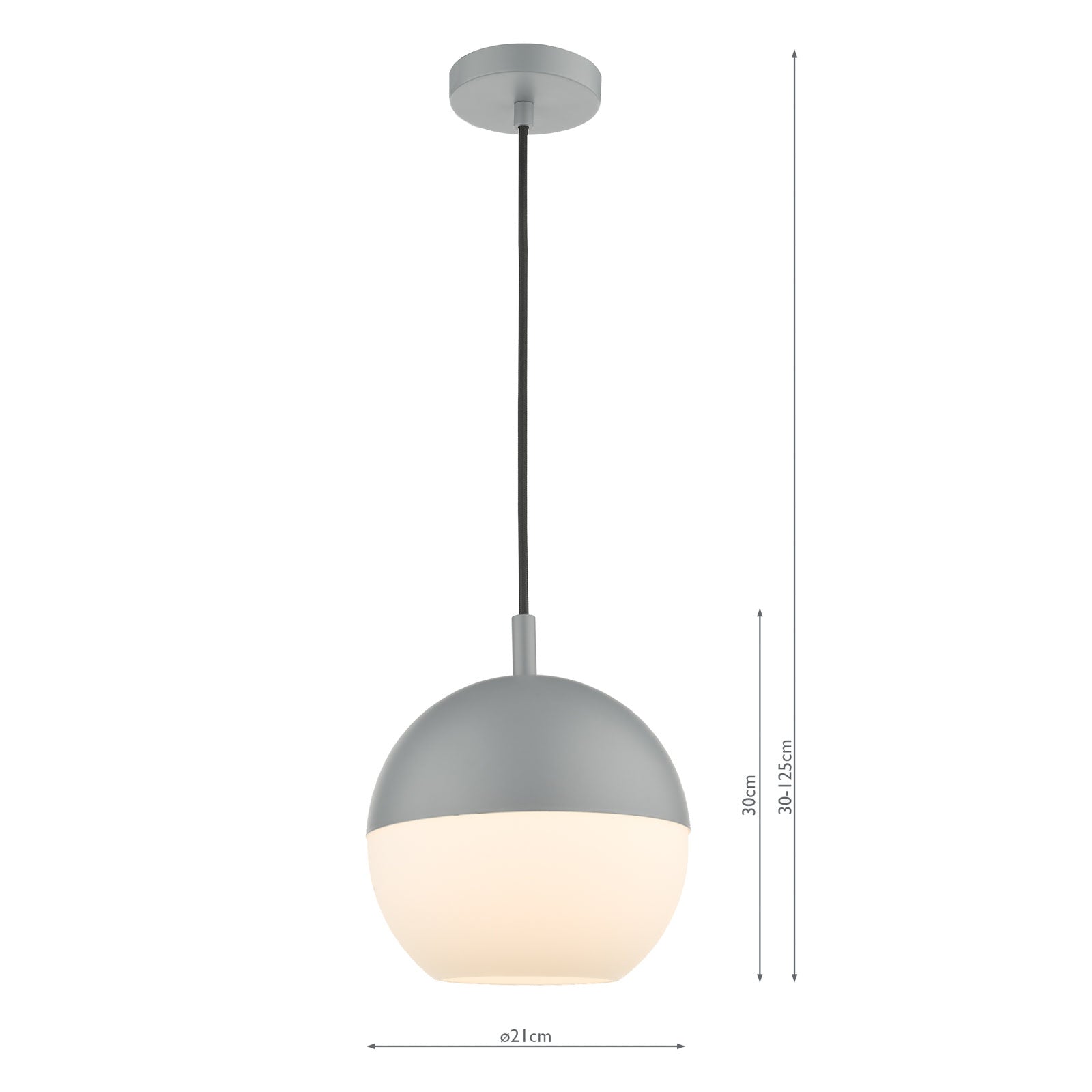 Andre 1-Light Single Pendant Light Fixture in Grey/Brass with Opal Glass Shade - Perfect for Kitchen Island, Dining Room or Entryway Lighting