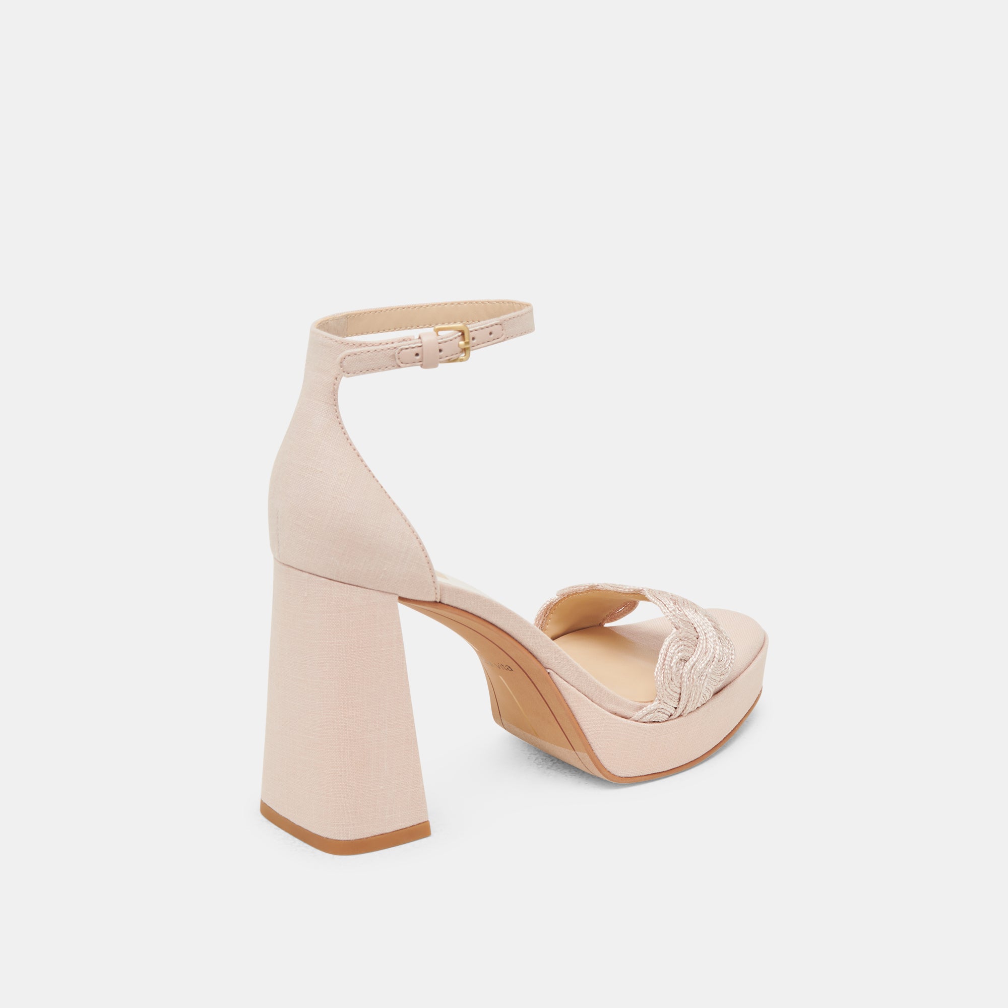 PELTIN Women's Light Pink Woven Raffia Heels - Comfortable Summer Sandals for Beach, Wedding & Party Occasions