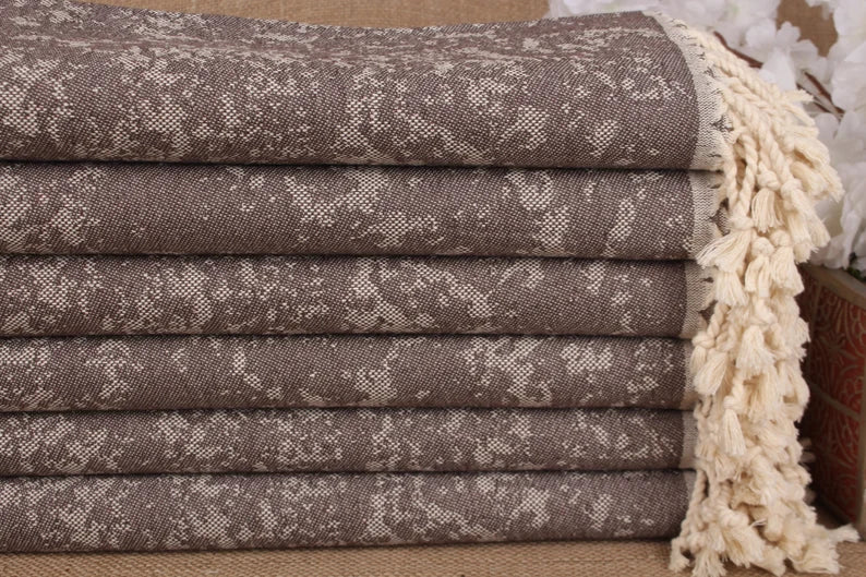 Premium Brown Turtle Turkish Beach Towel - Extra Large, Soft & Absorbent - Perfect for Pool, Beach, Travel & Yoga