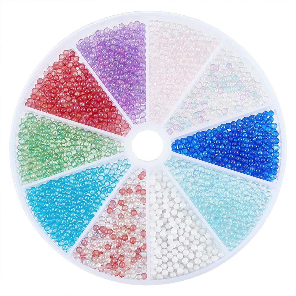 OLYCRAFT 100g 1-3mm No Hole Glass Bubble Beads - 10 Vibrant Colors for UV Resin Crafts, Nail Art & DIY Jewelry Making - Perfect for Resin Pendants, Geode Art, and Nail Decoration