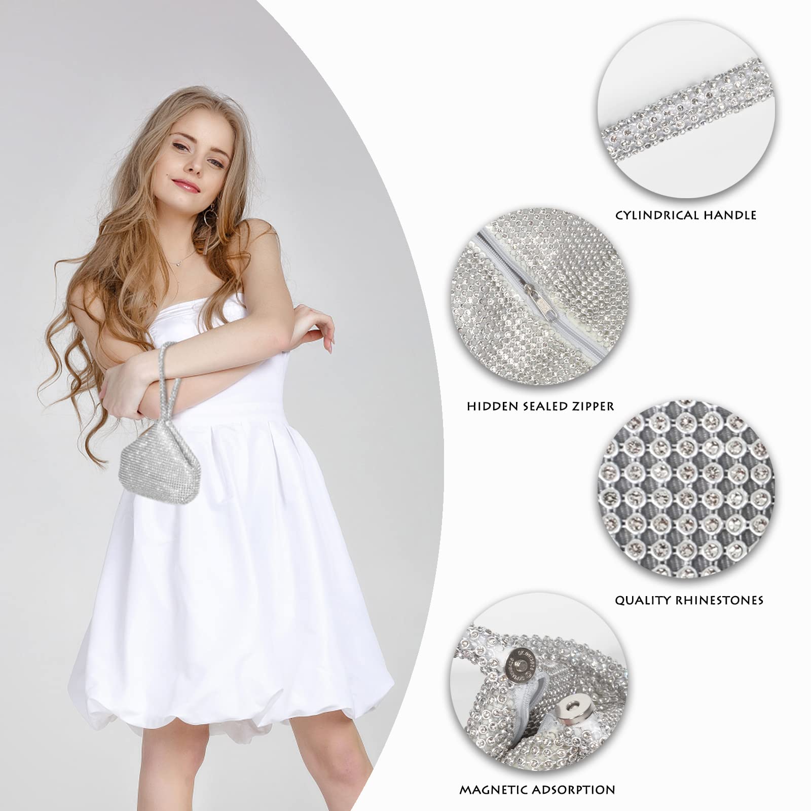 Elegant Rhinestone Clutch Purse for Women - Sparkly Evening Bag for Party, Wedding & Special Occasions | Stylish Handbag for Prom, Cocktail & Formal Events