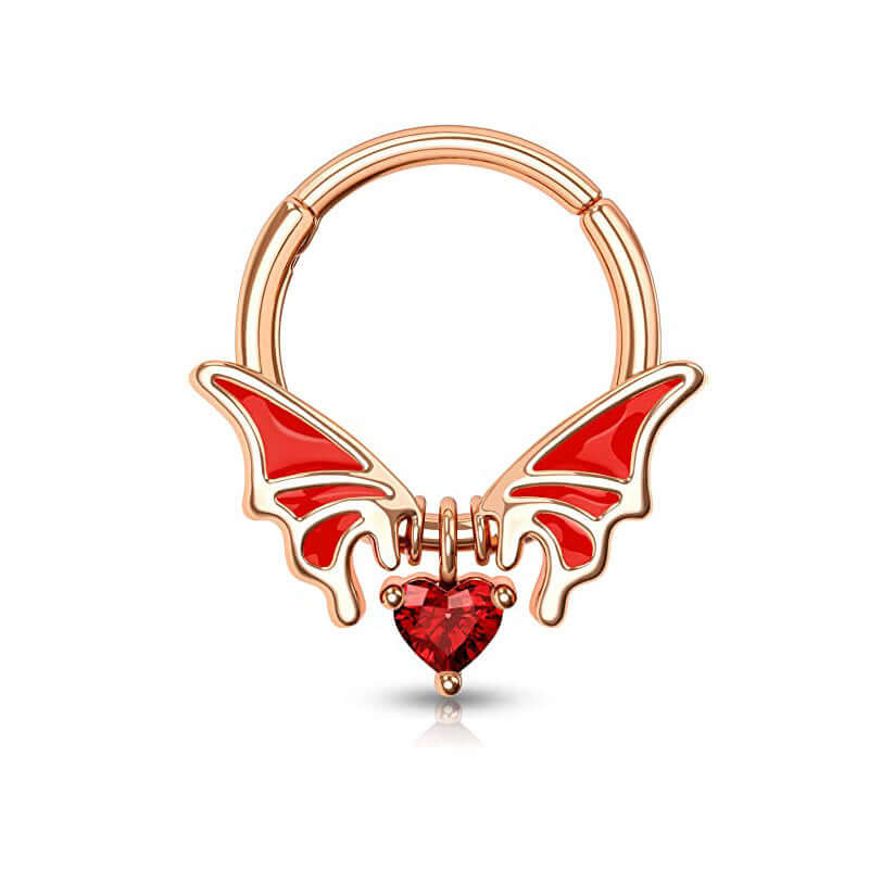 Angel Heart Goth Nose Ring Clicker - B2051 | Stainless Steel Gothic Nose Hoop for Women | Perfect for Punk, Emo, and Alternative Fashion Styles