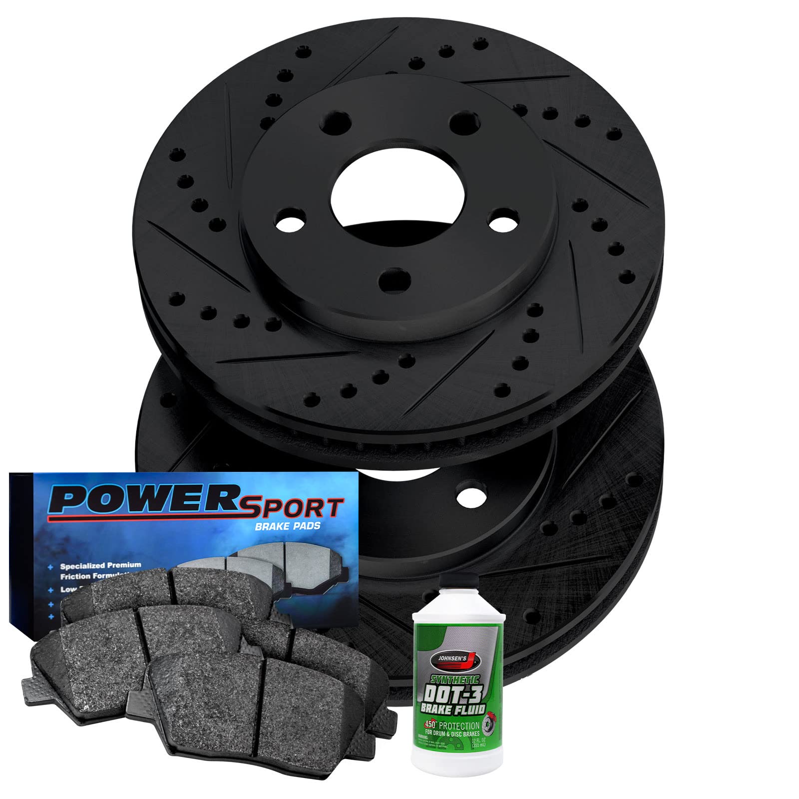 High-Performance Power Sport Front Brake Pads & Rotors Kit - Ceramic Brake Pads with Slotted Rotors (BBC1.68002.02) for Motorcycles, ATVs & UTVs - Enhanced Stopping Power for Off-Road & Street Riding
