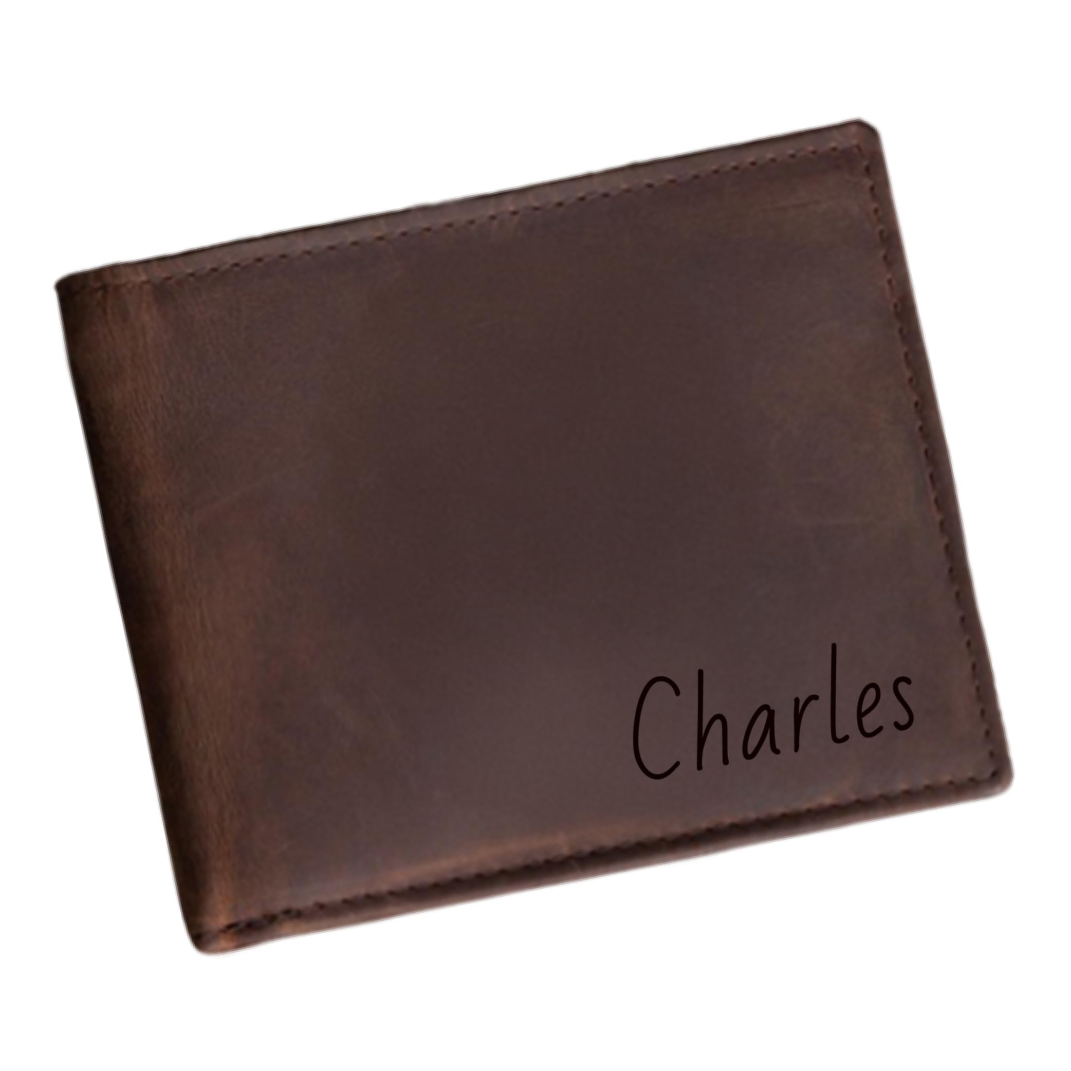 Genuine Leather Personalized Men's BLACK Wallet - Custom Engraved RFID Blocking Full Grain Leather Wallet for Dad, Husband, Son | Perfect Father's Day Gift, Birthday Present & Everyday Carry Accessory
