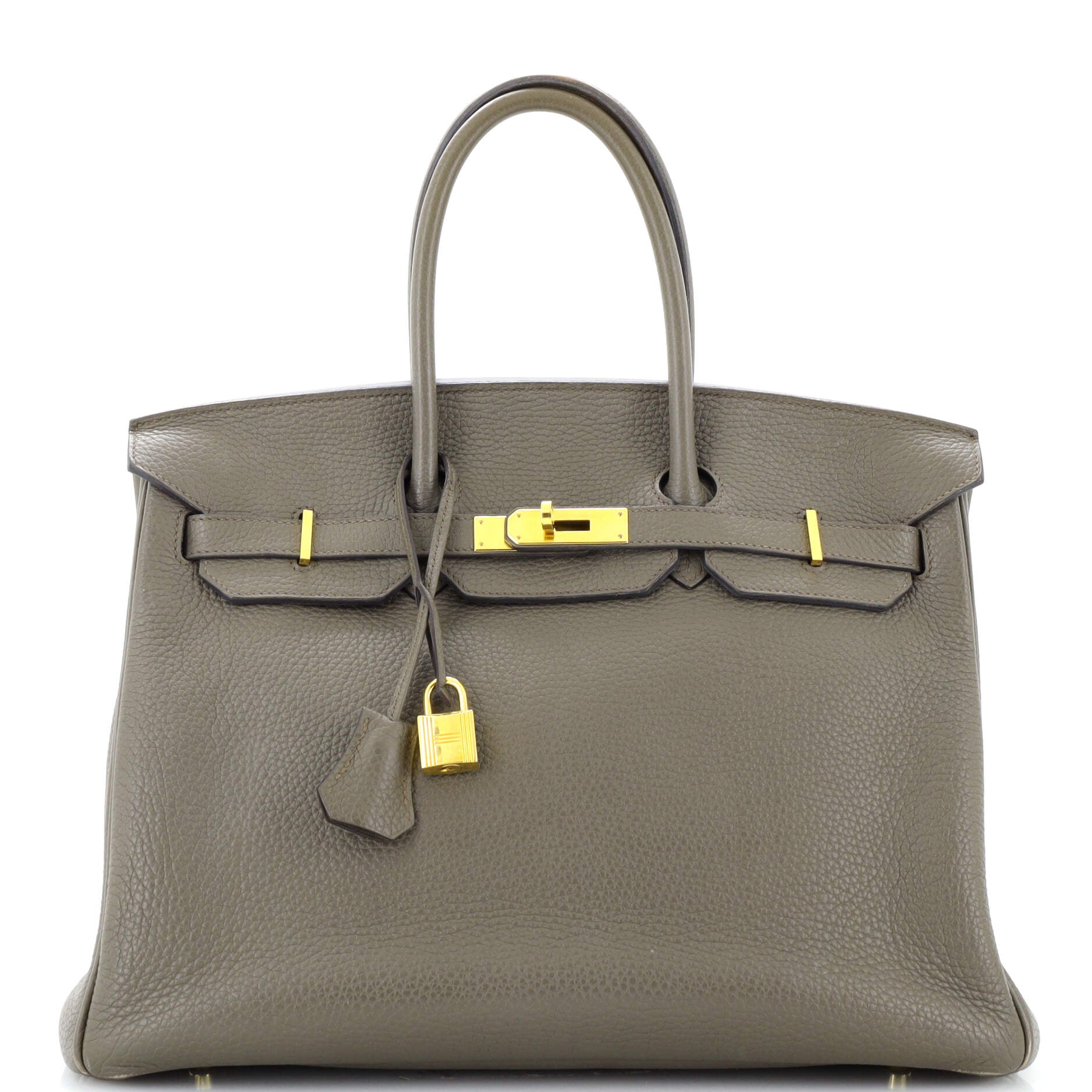 Luxury Birkin 35 Handbag in Grey Clemence Leather with Gold Hardware - Perfect for Work, Travel & Special Occasions