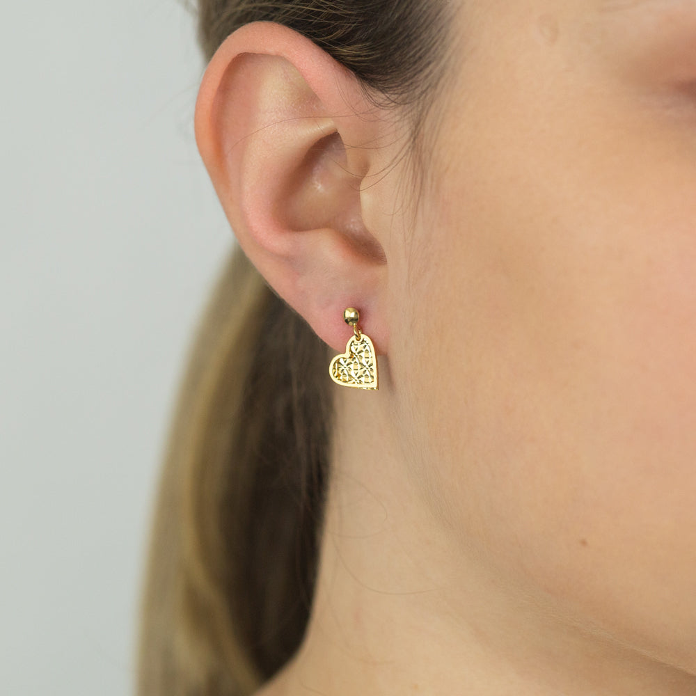 9ct Gold Silver Filled Heart Drop Earrings for Women - Elegant Dangle Earrings for Valentine's Day, Anniversary & Special Occasions