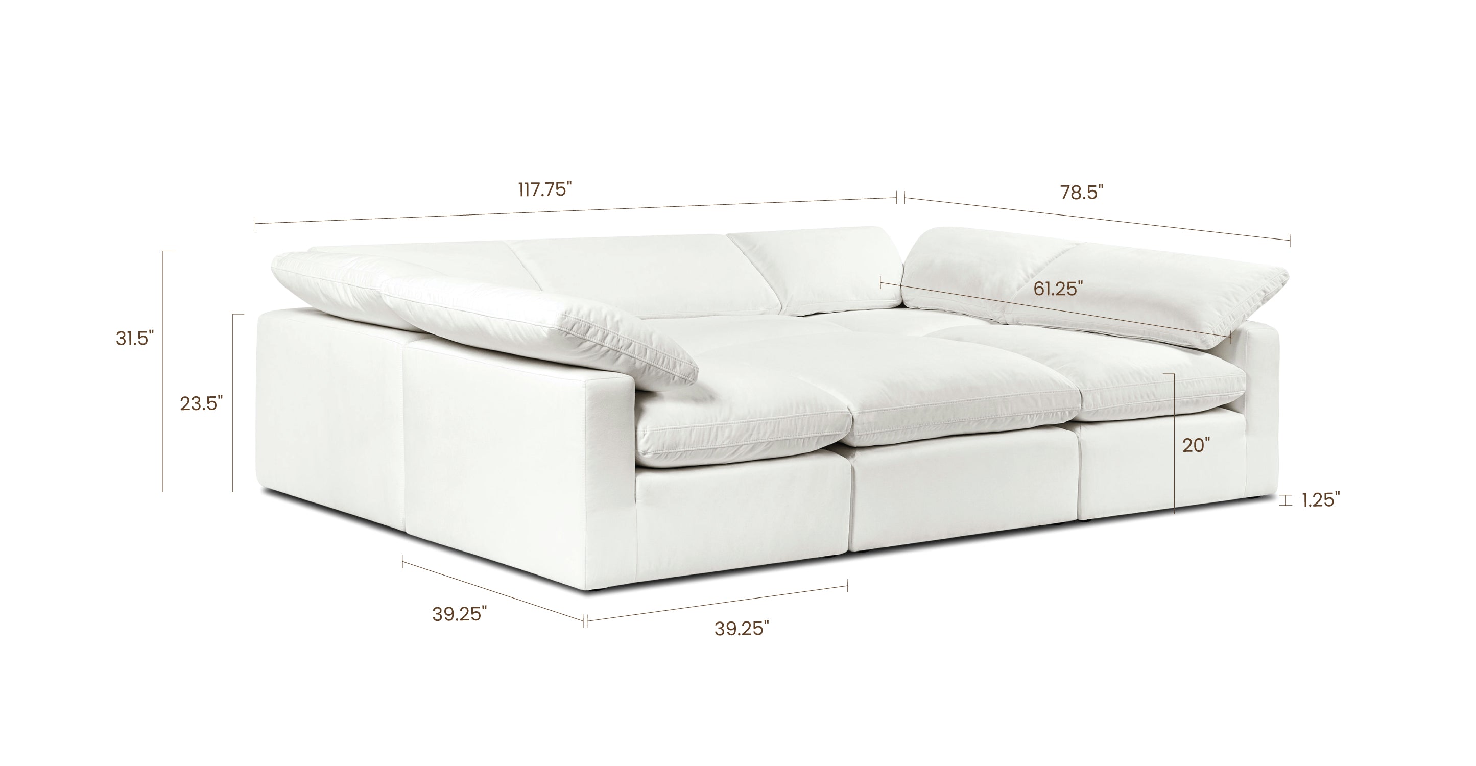 6-Seat Aspen Modular Sectional Sofa - Modern L-Shaped Pit Group with Reversible Chaise for Living Room, Family Room, or Basement