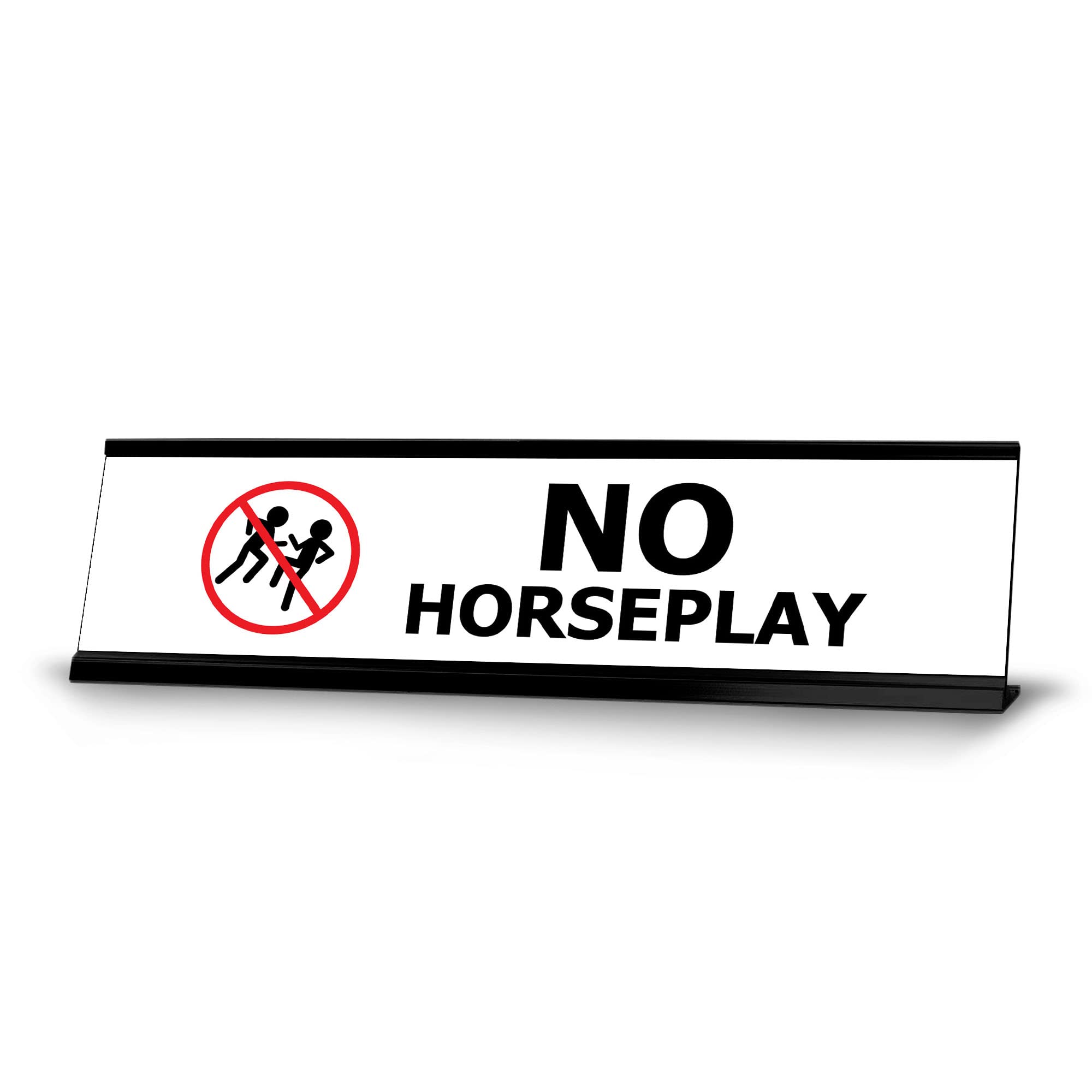 No Horseplay, No Black Frame - 2x8 Inch Office Desk Sign for Workplace Safety & Professional Environment