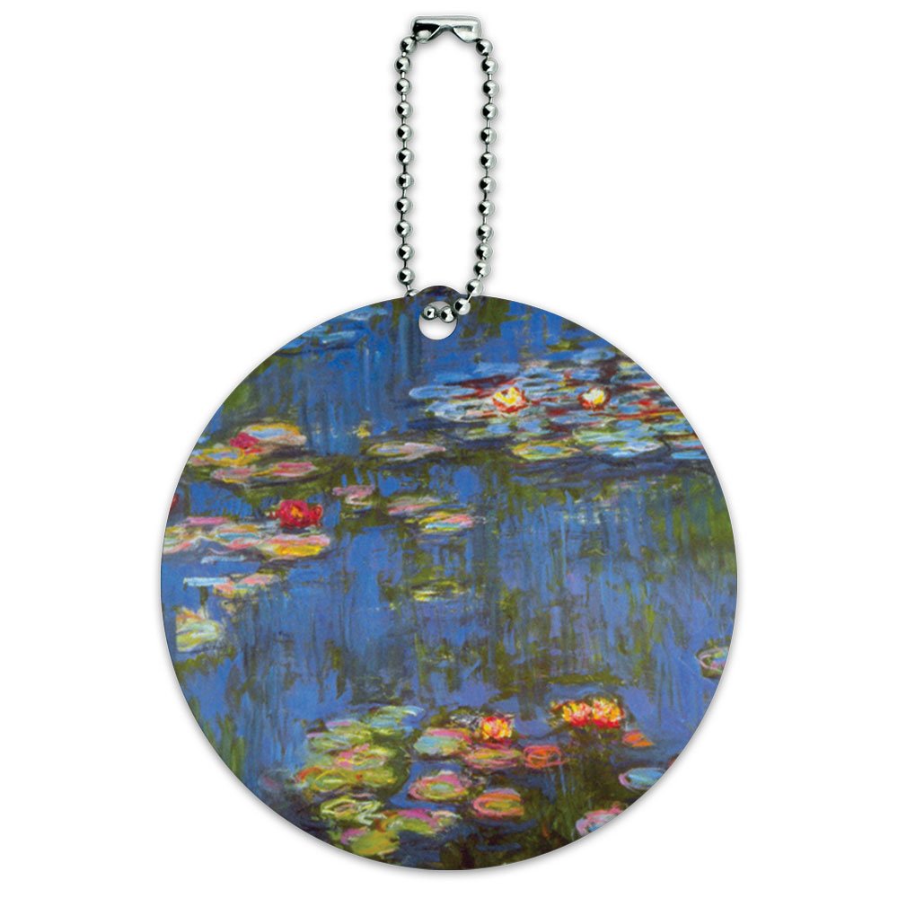 Claude Monet Water Lilies Round Luggage ID Tag - Vintage Art Suitcase Tag for Carry-On Bags | Perfect for Travel Identification & Gift for Art Lovers