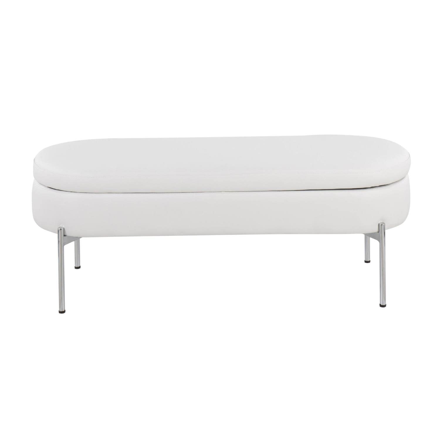 LumiSource Chloe Faux Leather Upholstered Storage Bench - Entryway & Bedroom Storage Ottoman with Seat - Perfect for Small Space Organization & Home Decor