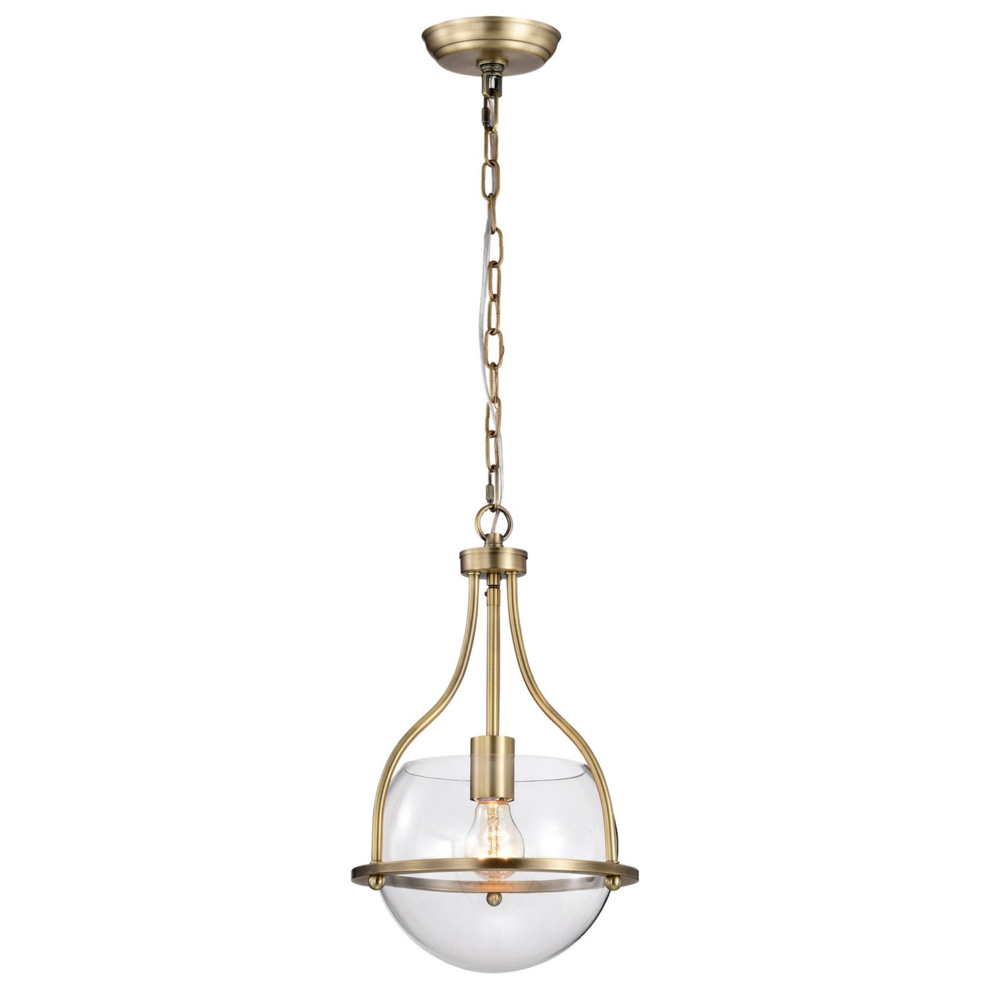 Vintage Brass 10-Inch Pendant Light - Amado Industrial Style Hanging Fixture for Kitchen Island, Dining Room, or Entryway Lighting