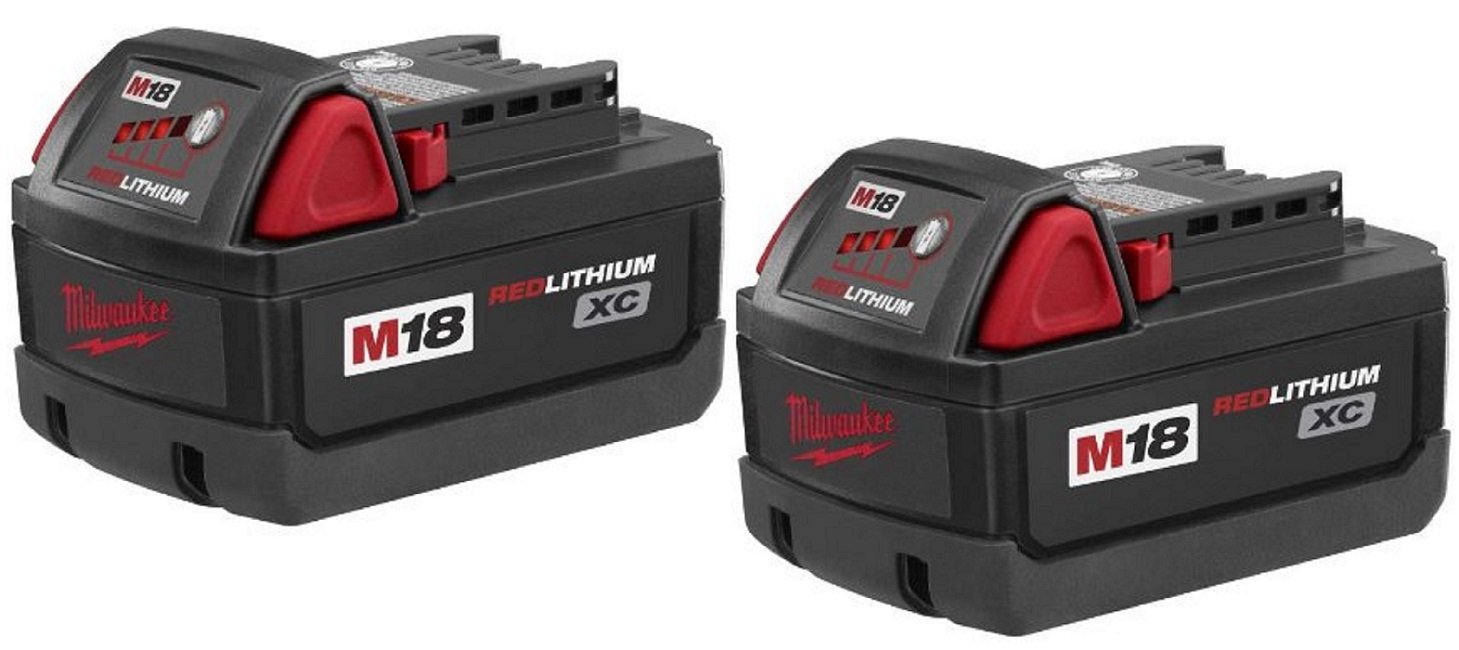 Milwaukee 2702-22 18V Cordless Power Tool Battery 2 Pack - Compatible with M18 Tools - Long Lasting Lithium-Ion Batteries for Drills, Saws & More DIY/Construction Projects