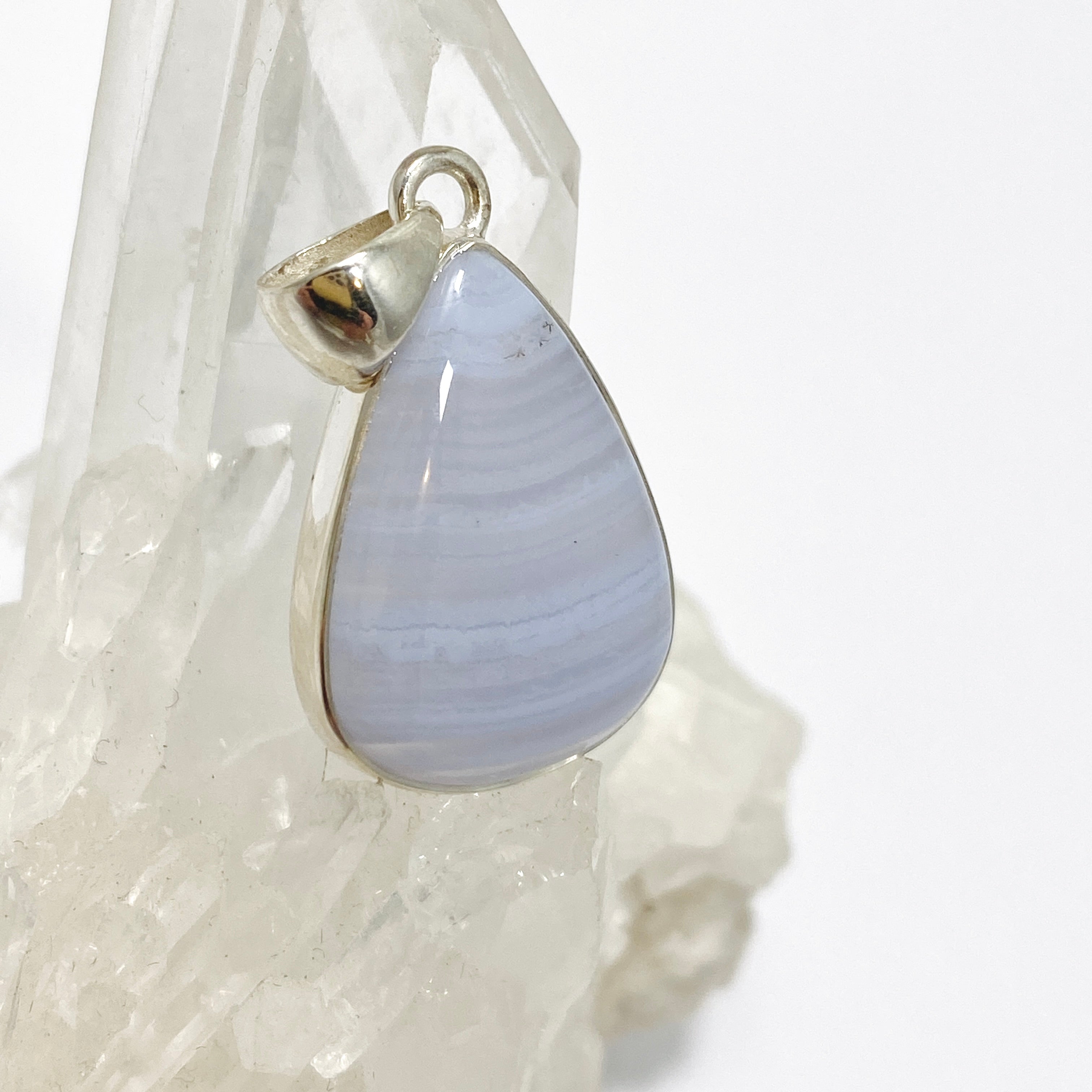 Blue Lace Agate Teardrop Cabochon Pendant - Natural Stone Jewelry for Women - Perfect for Necklace Making, DIY Crafts & Gift Giving