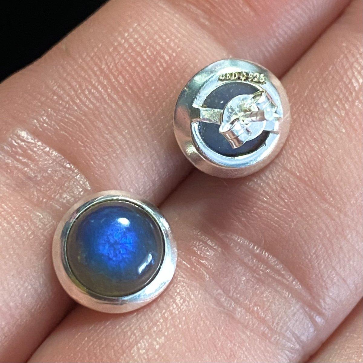 Labradorite Stud Earrings for Women - Classic Round Chic Earrings for Everyday Wear & Gift Giving