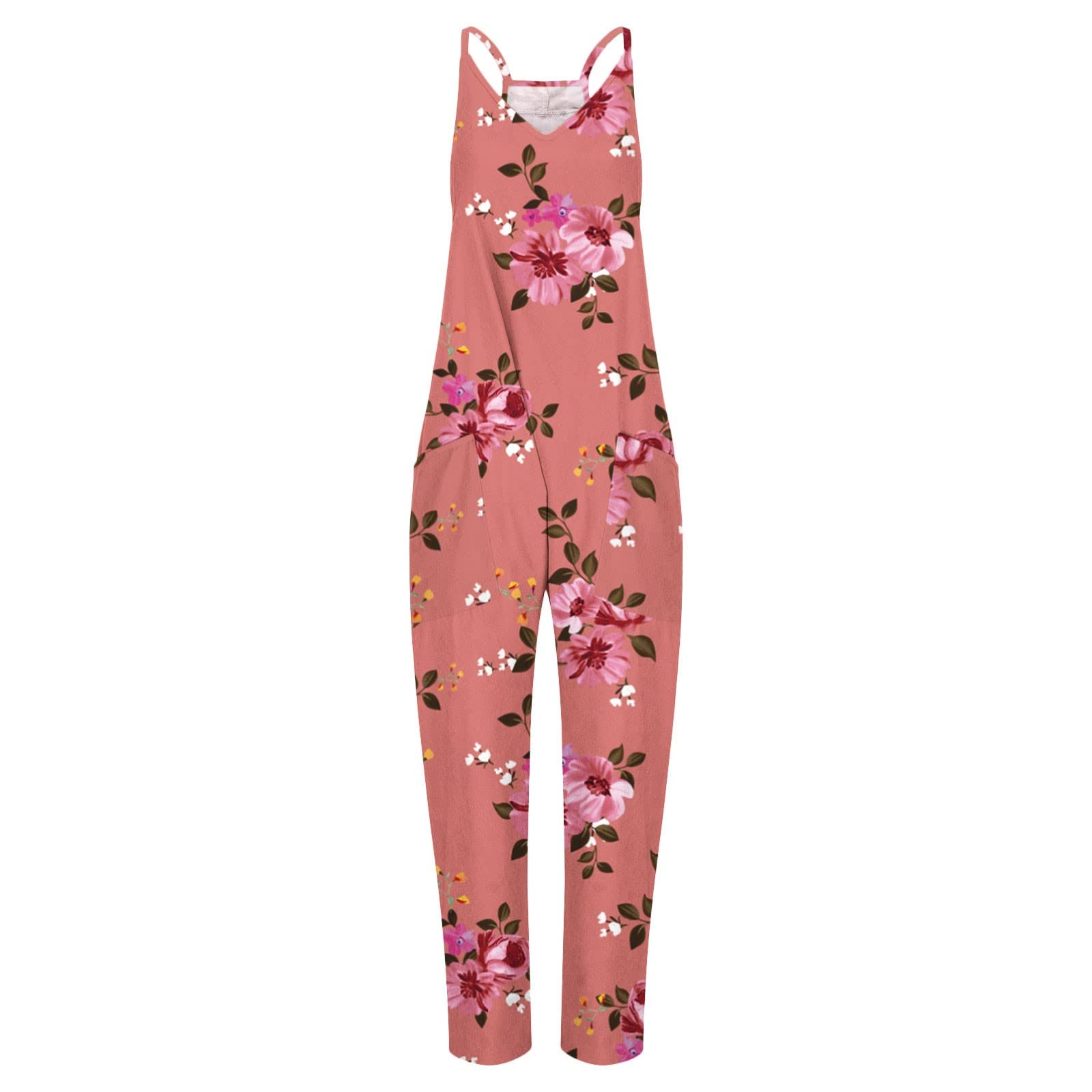 Women's Casual Jumpsuits 2024 | Summer Boho Sleeveless Romper with Graphic Print & Pockets | Wide Leg Lounge Overalls for Beach, Vacation & Everyday Wear