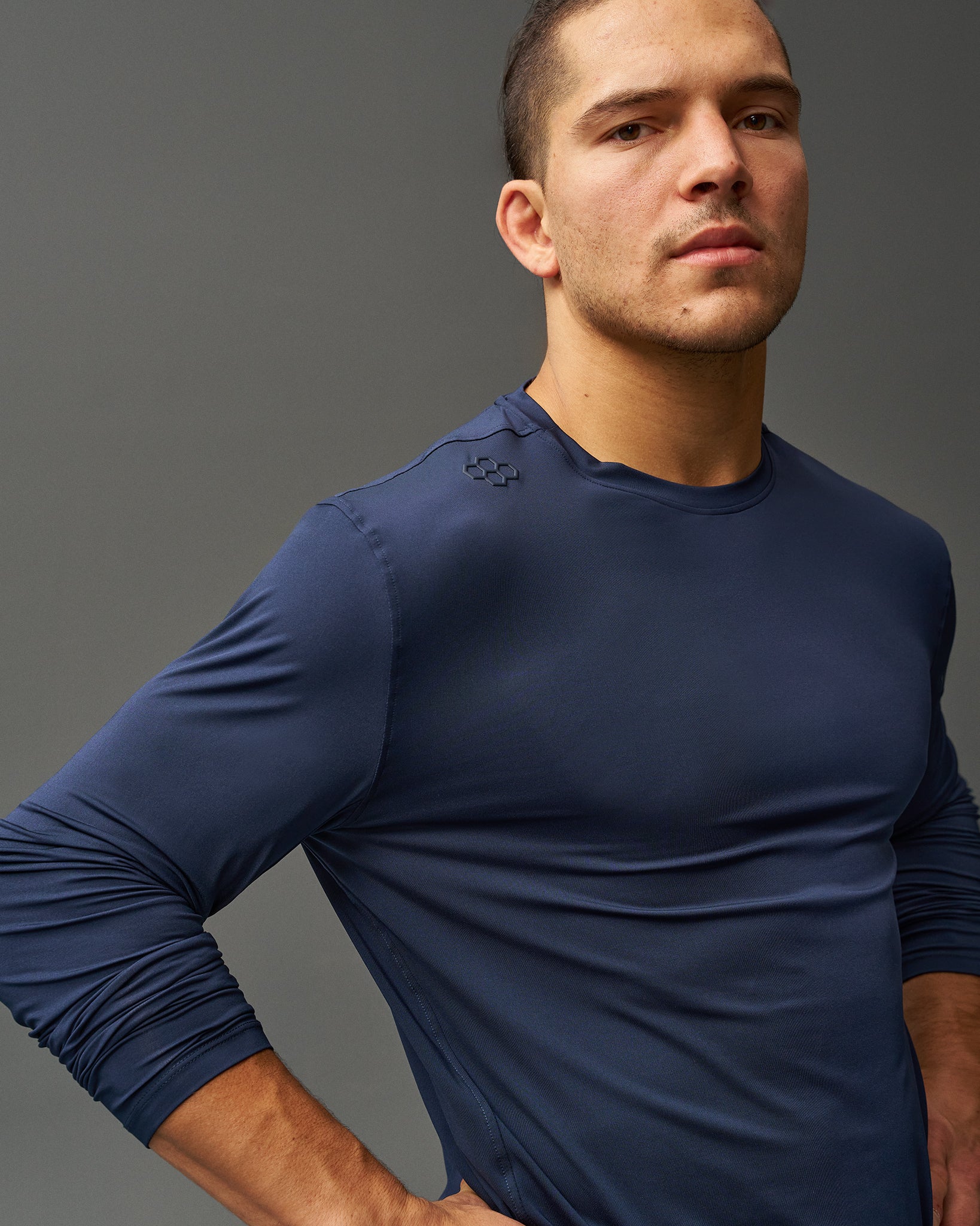 RUDIS Performance Long Sleeve Compression Shirt - Navy Blue for Wrestling, MMA & Training - Moisture Wicking & Breathable Athletic Wear