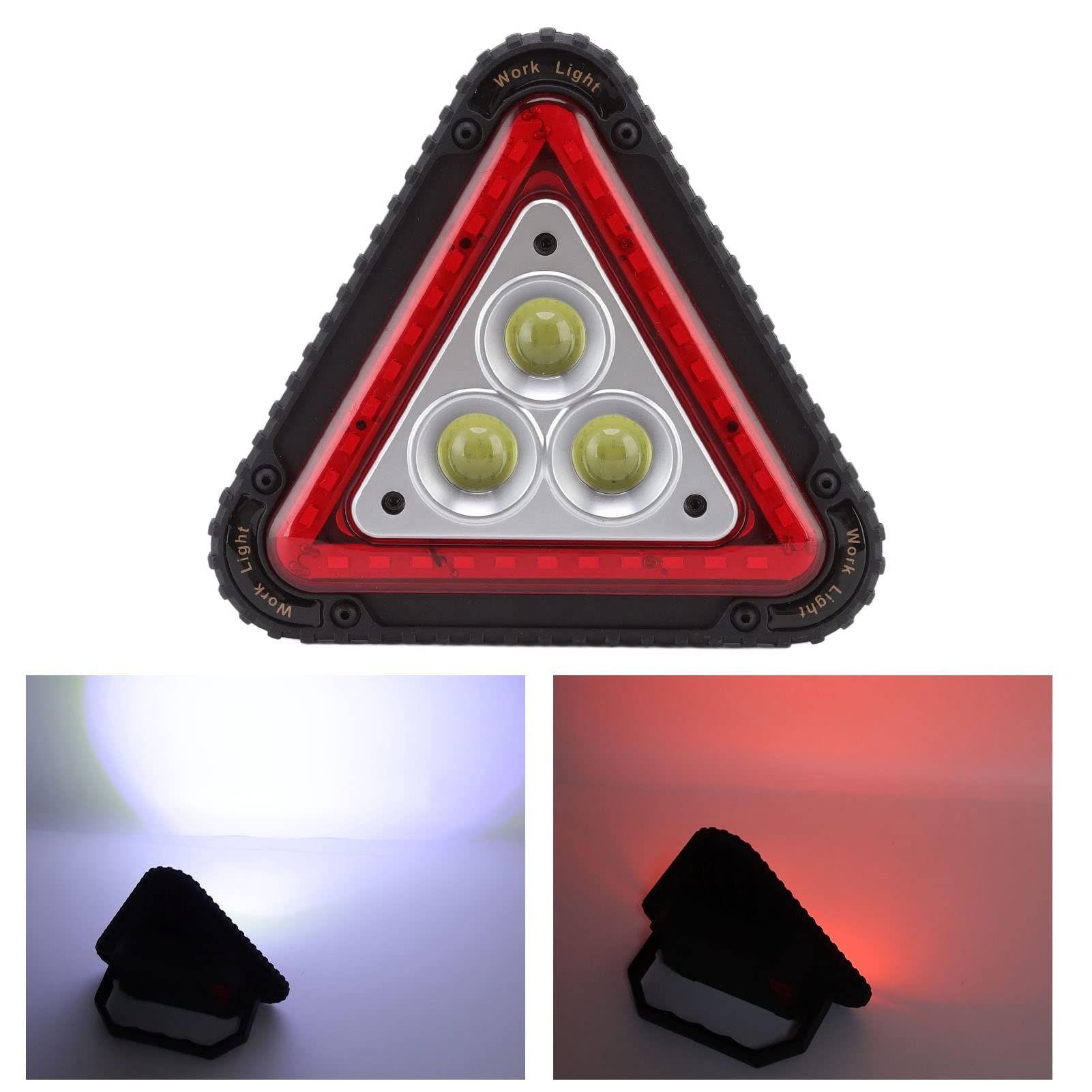 Haofy COB LED Work Light with USB Charging - Multifunctional Red Floodlight for Car Repair, Emergency Warning & Roadside Assistance - Durable Triangle Light for Mechanics, Truck Drivers & Emergency Kits