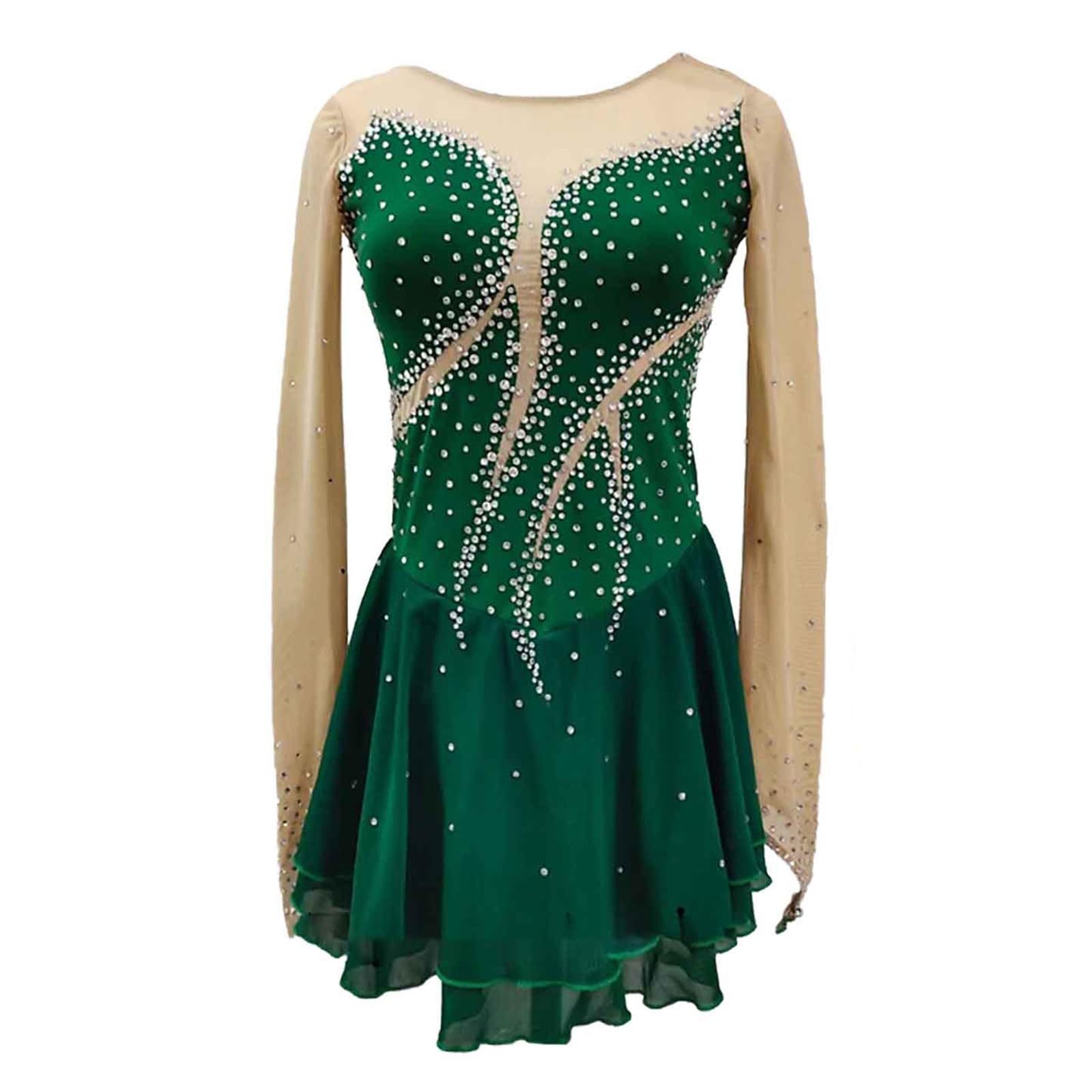 Elegant Figure Skating Dress for Girls & Women - Sparkling Rhinestone Ballet Dance Wear for Competition & Performance | Perfect for Ice Skating, Ballet Recitals & Dance Shows