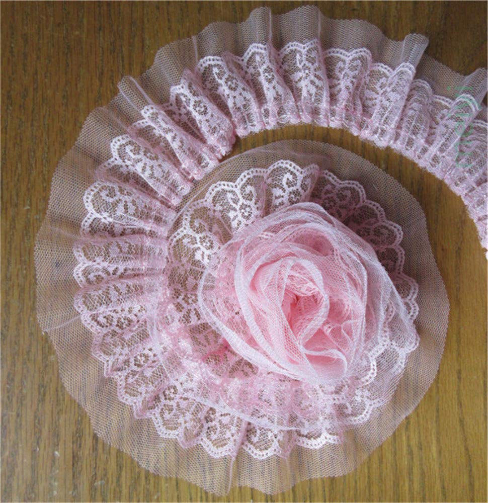 10 Meter Ruffle Pleated Organza Net Gathered Mesh Lace Edge Trim Ribbon 2-1/3