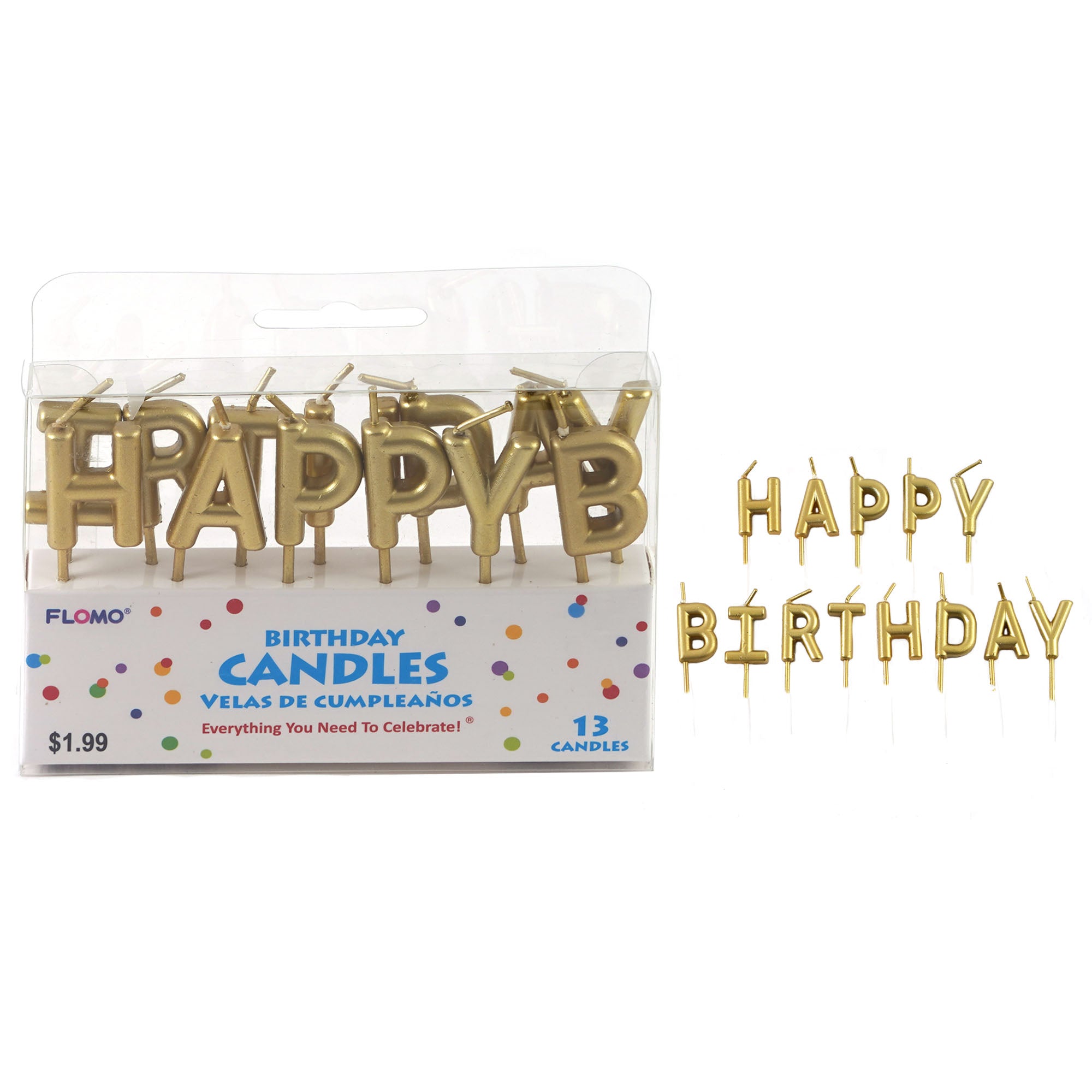 3.1 Happy Birthday Pick Candles - Gold Metallic Cake Toppers for Birthday Party Decorations | Perfect for Cupcakes, Cakes & Dessert Table Centerpieces