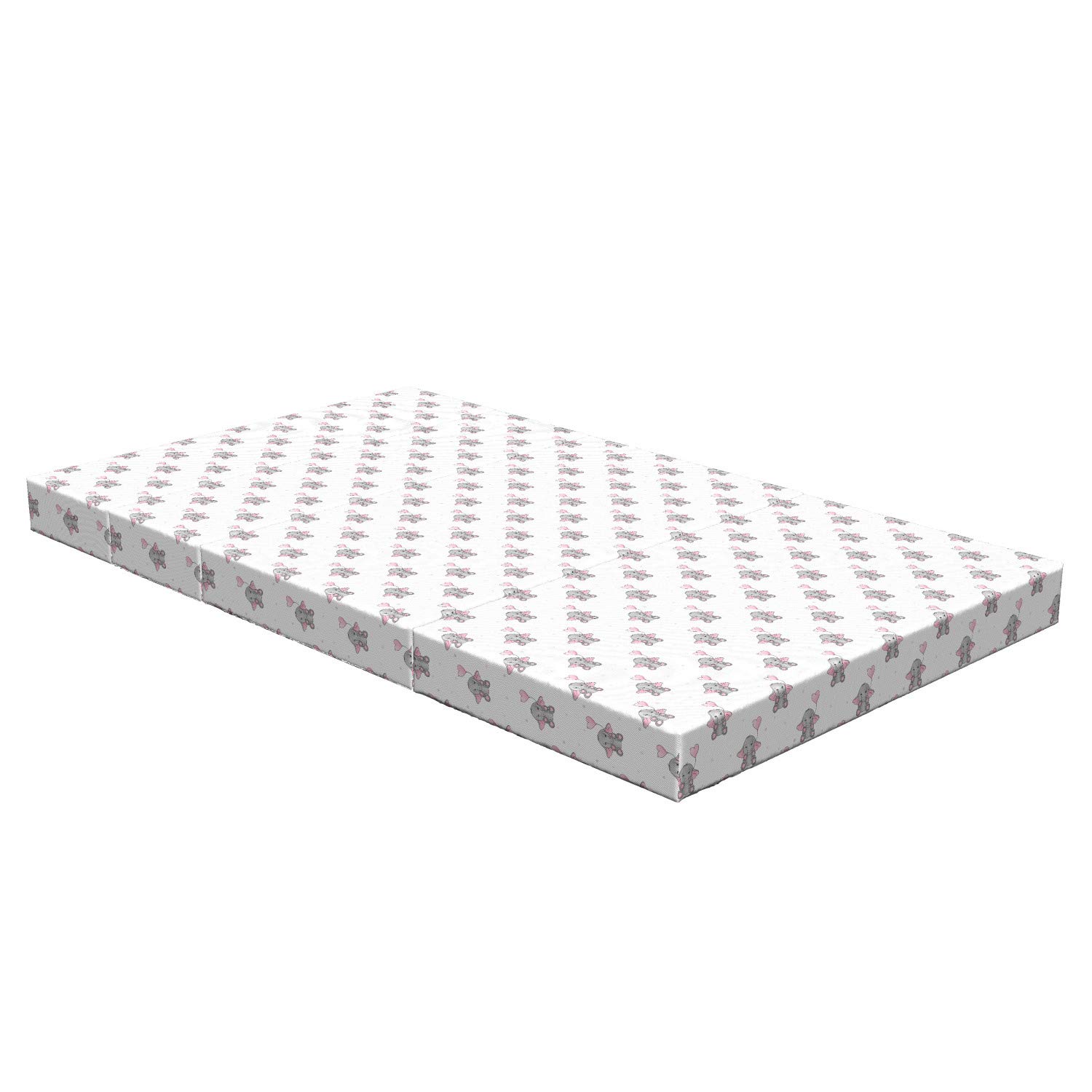 Ambesonne Animal Cartoon Foldable Mattress with Heart Balloons, 78.7