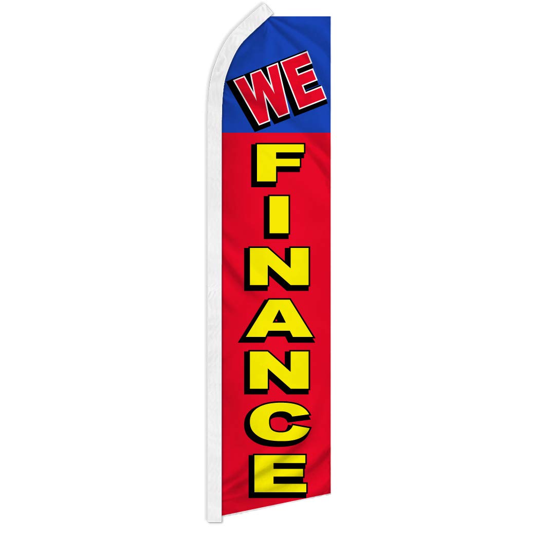 Custom We Finance Swooper Feather Flag - High Visibility Advertising for Banks, Car Dealerships & Furniture Stores - Perfect for Outdoor Promotions & Business Branding