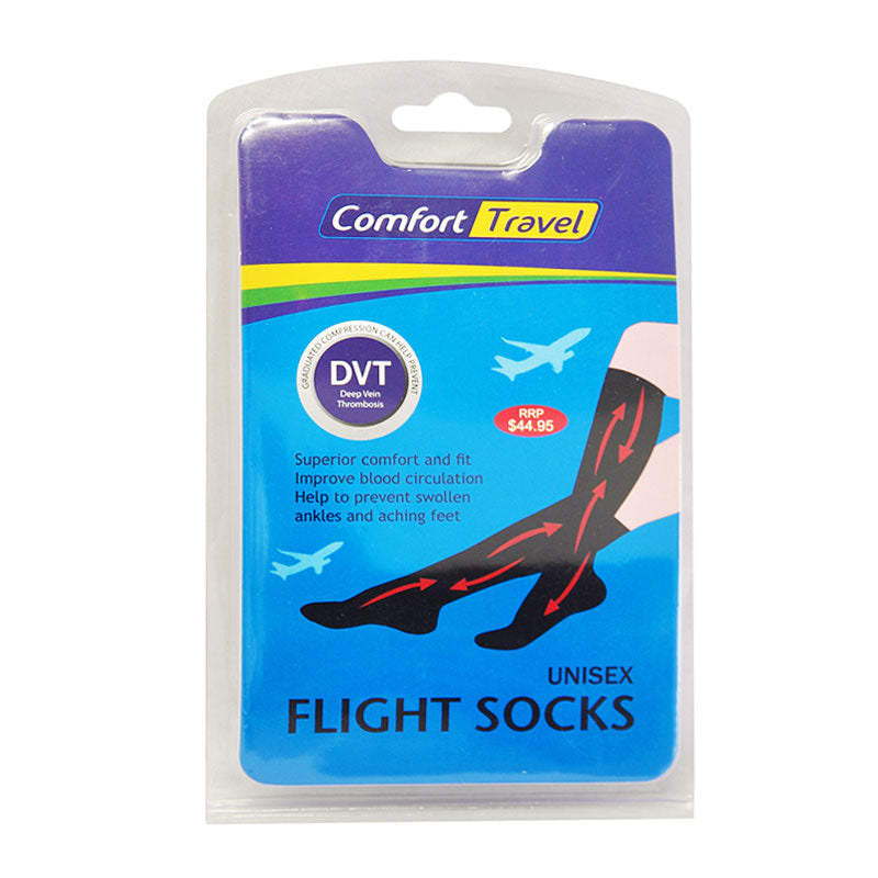 Comfort Travel Unisex Flight Socks Medium Black - Compression Socks for Airplane Travel, Long Flights & Circulation Support - Perfect for Business Trips & Vacation