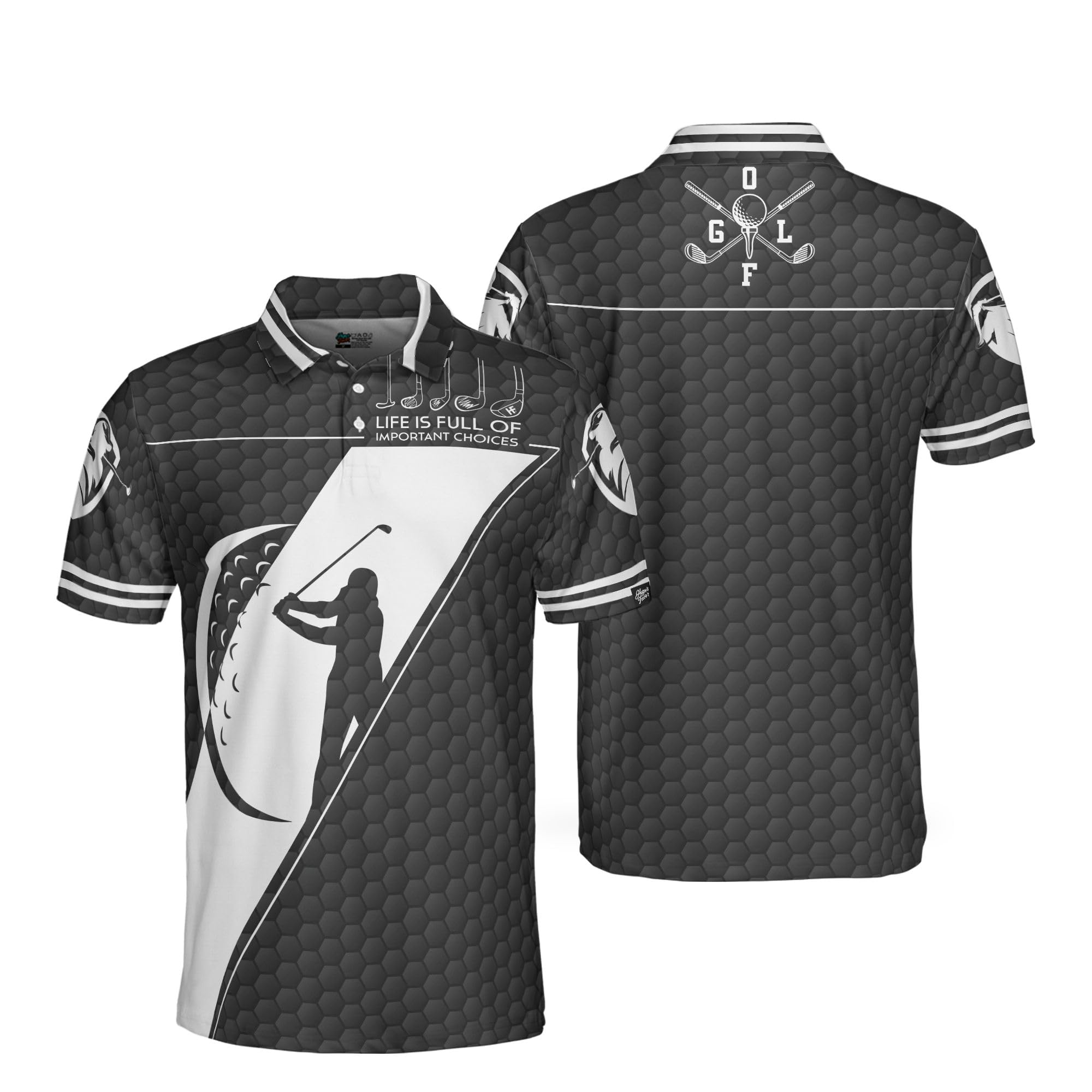 HYPERFAVOR Men's Black Golf Polo Shirt - Moisture Wicking Short Sleeve Performance Shirt for Golf, Business Casual & Outdoor Activities