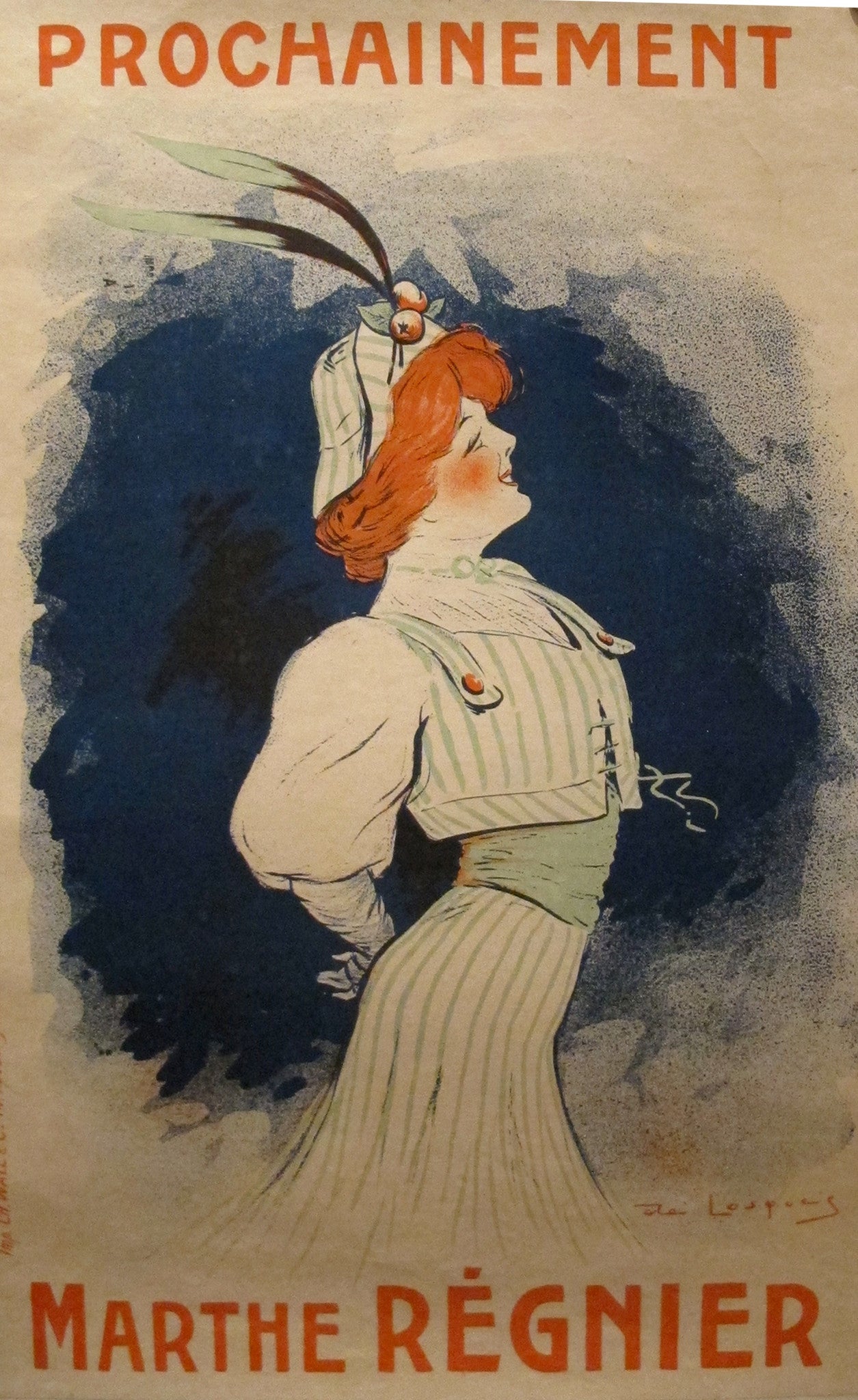 1909 Original French Theatre Poster Marthe Regnier De Losque - Vintage Art Deco Collectible for Home Decor & Theater Memorabilia Display