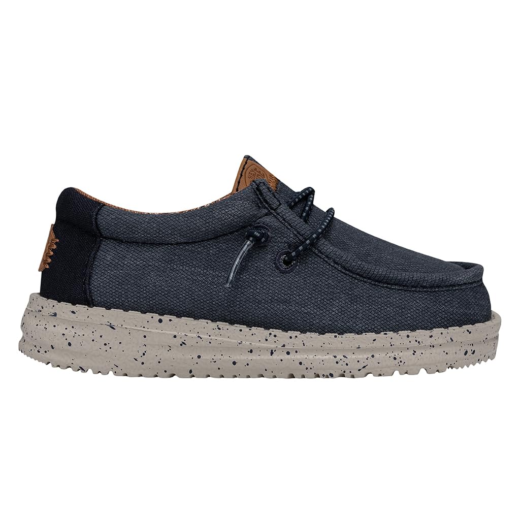 Hey Dude Wally Toddler Boys Washed Canvas Slip-On Loafers - Comfortable & Lightweight Shoes for Playtime, School & Everyday Wear