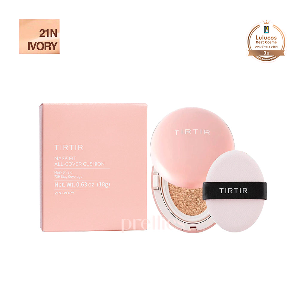 TIRTIR Mask Fit All Cover Cushion SPF50+ PA+++ 18g - 21N Ivory & Pink Shades - Lightweight Foundation for Flawless Coverage | Perfect for Daily Wear, Makeup Touch-Ups & On-The-Go Application
