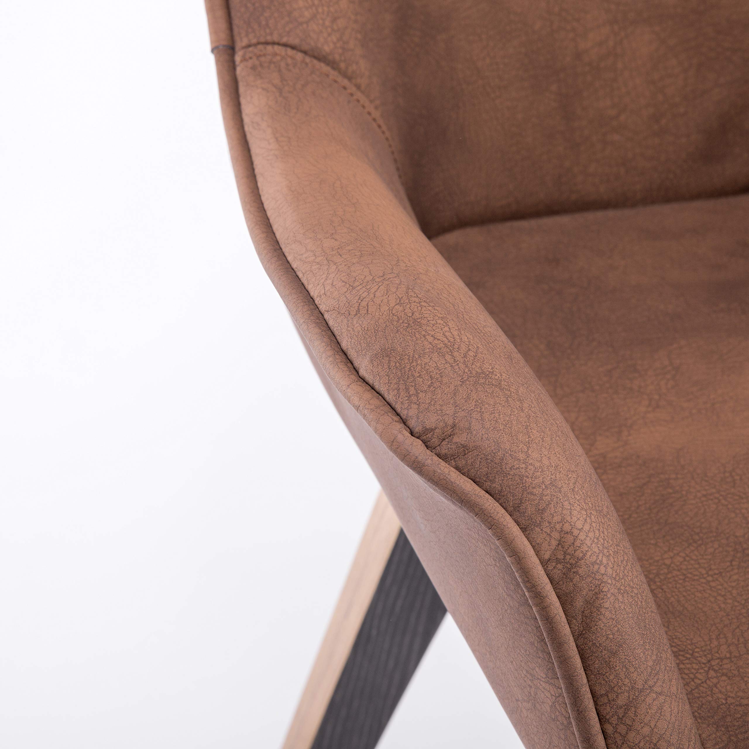 Brown Oak Upholstered Accent Chairs Set of 4 - Living Room Furniture, Comfortable Lounge Chairs for Home Decor - Perfect for Living Rooms, Bedrooms, and Reading Nooks