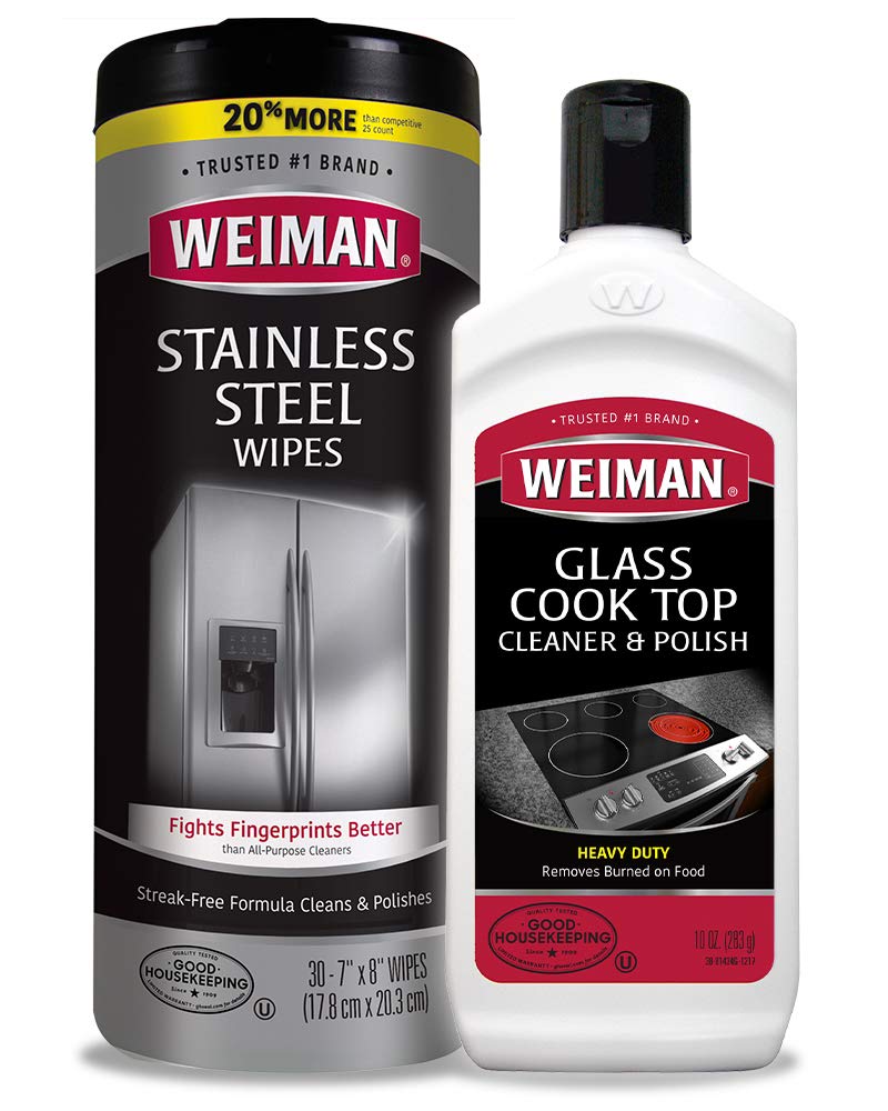 Weiman Heavy Duty Cooktop Cleaner & Polish - Stainless Steel Cleaning Wipes for Kitchen Appliances - Effective Stove Top & Range Hood Cleaner - Perfect for Grease Removal on Gas Stoves, Ovens & Countertops