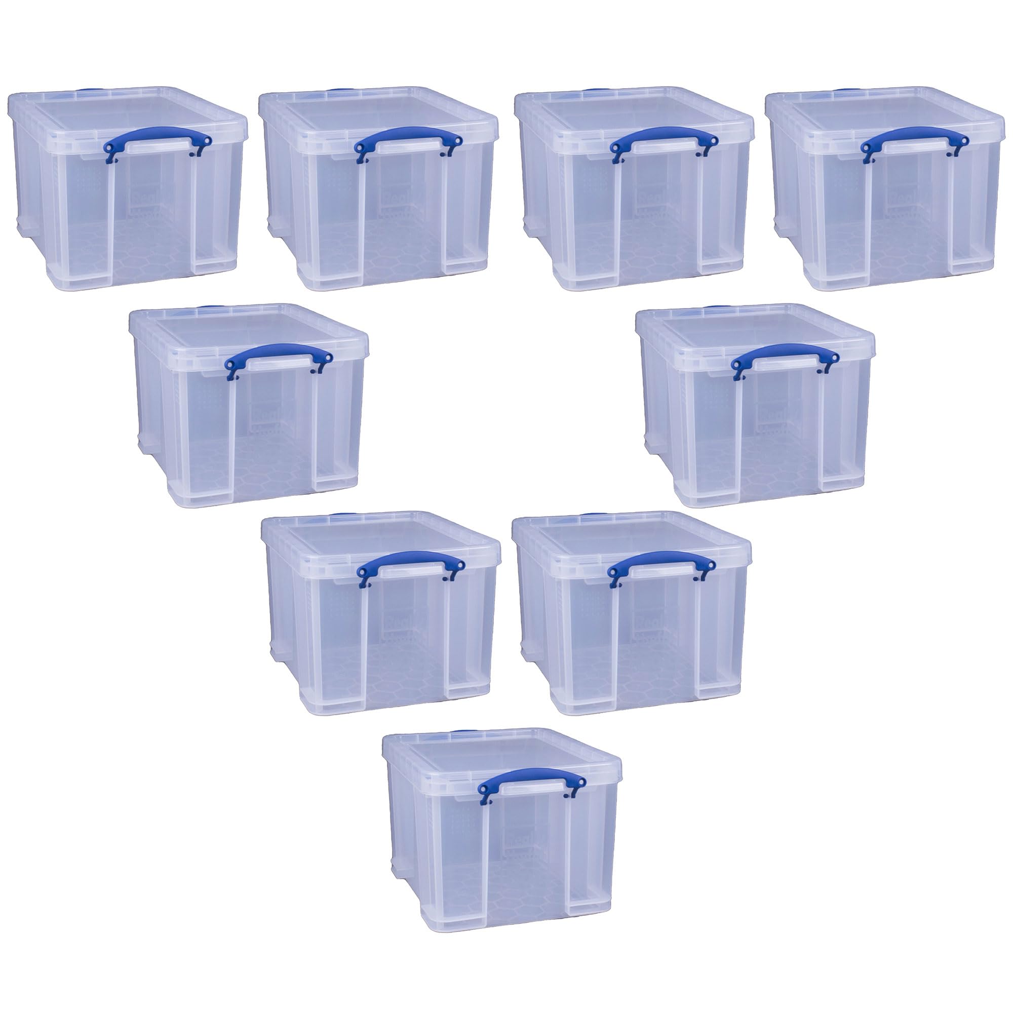 32L Really Useful Storage Box with Snap Lid & Clip Lock Handles - 9 Pack Organizing Bins for Home Office, Kitchen, Garage & Closet Storage Solutions