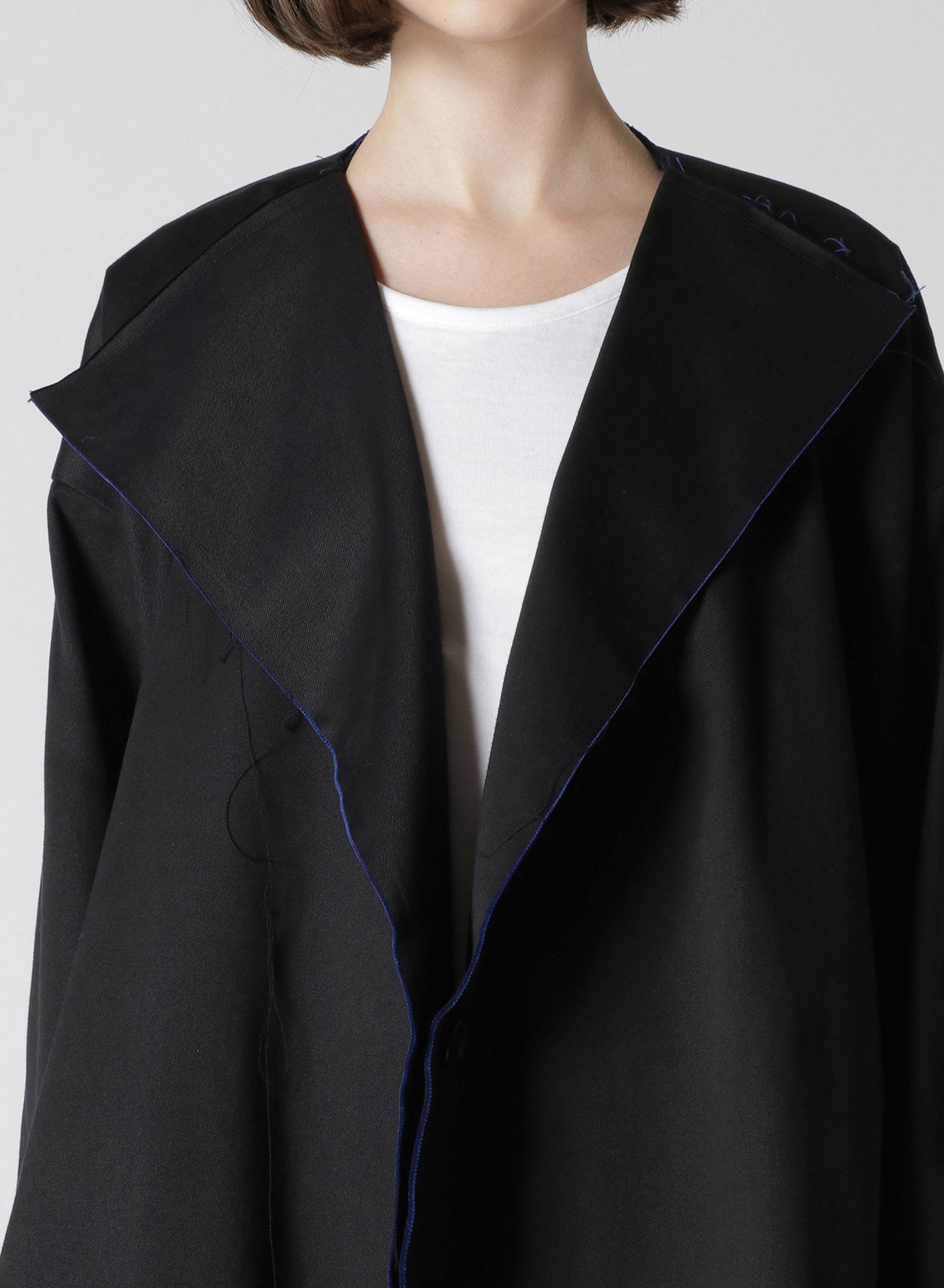 Double Faced Twill No Collar Short Coat for Women - Lightweight Spring Jacket for Casual Outfits & Office Wear