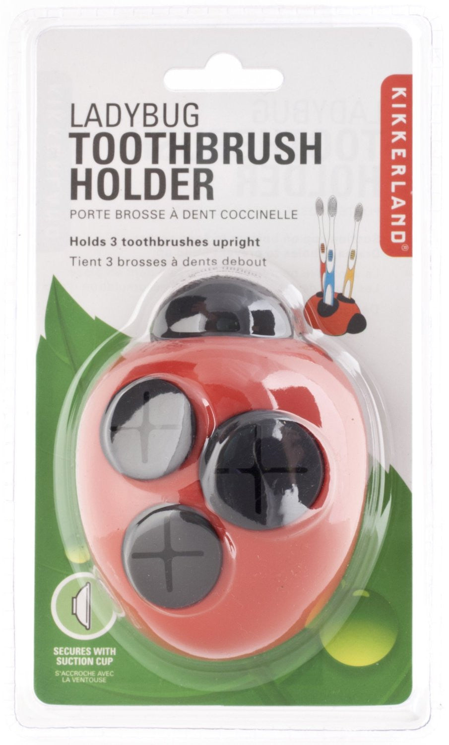 Kikkerland Ladybug Toothbrush Holder - Cute Bathroom Organizer for Kids & Adults - Perfect for Home, Travel, and Dorm Decor