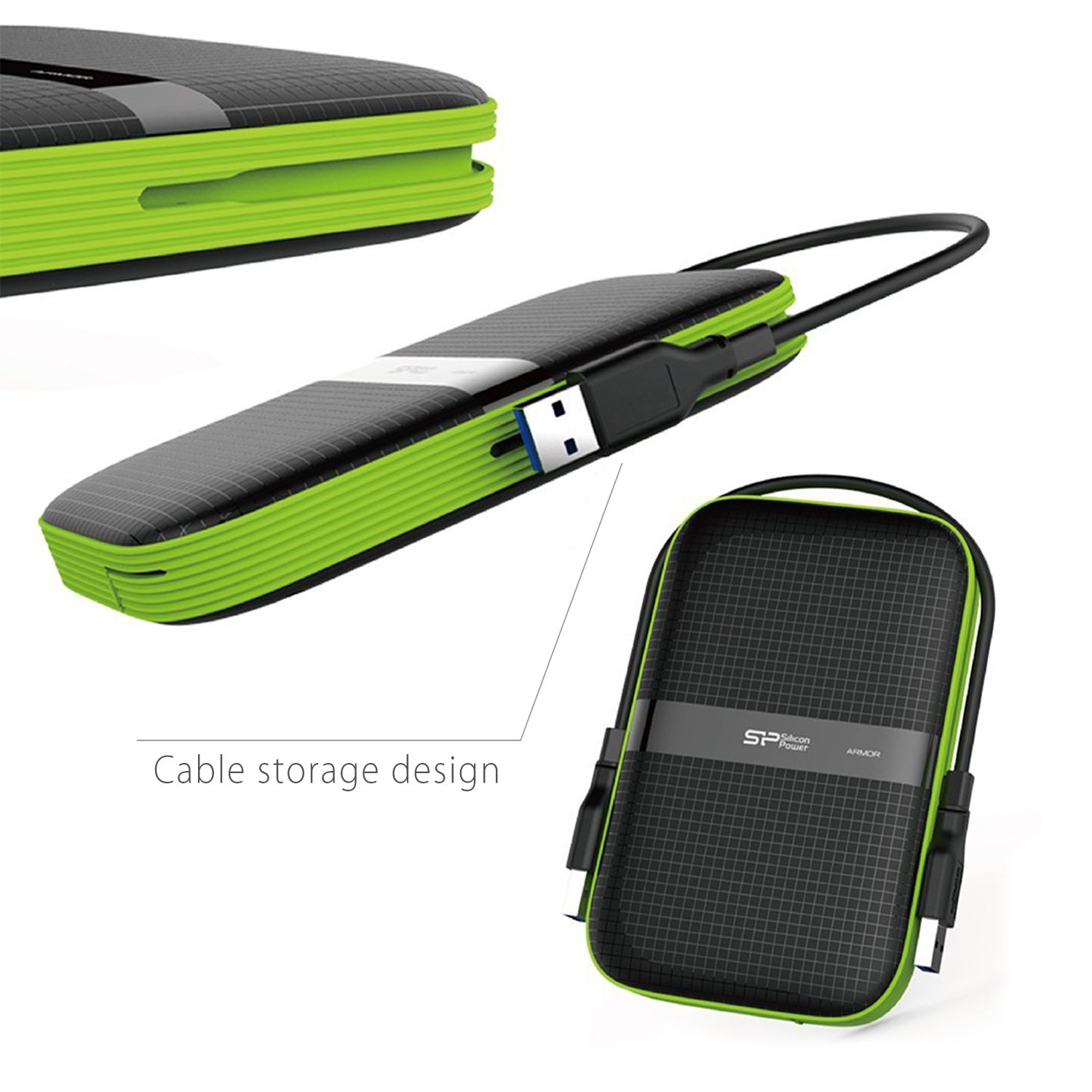 Silicon Power Armor A60 5TB Rugged External Hard Drive - USB 3.0/USB-C, Military-Grade Shockproof & Water-Resistant Portable HDD for PC, Mac, iPad Pro (Black) - Perfect for Outdoor Adventures, Business Travel & Data Backup