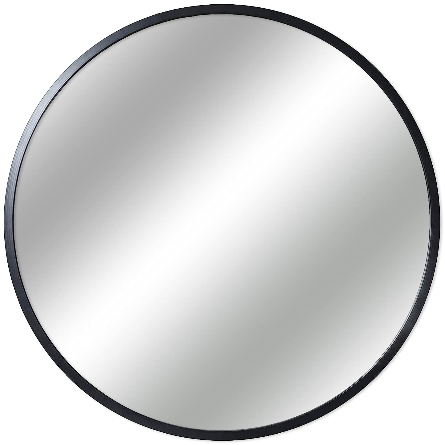 30 Inch Black Circle Wall Mirror - Large Round Vanity Mirror with Rustic Modern Metal Frame - Perfect for Bathroom, Living Room, Entryway & Makeup Area - Adds Elegance to Any Space